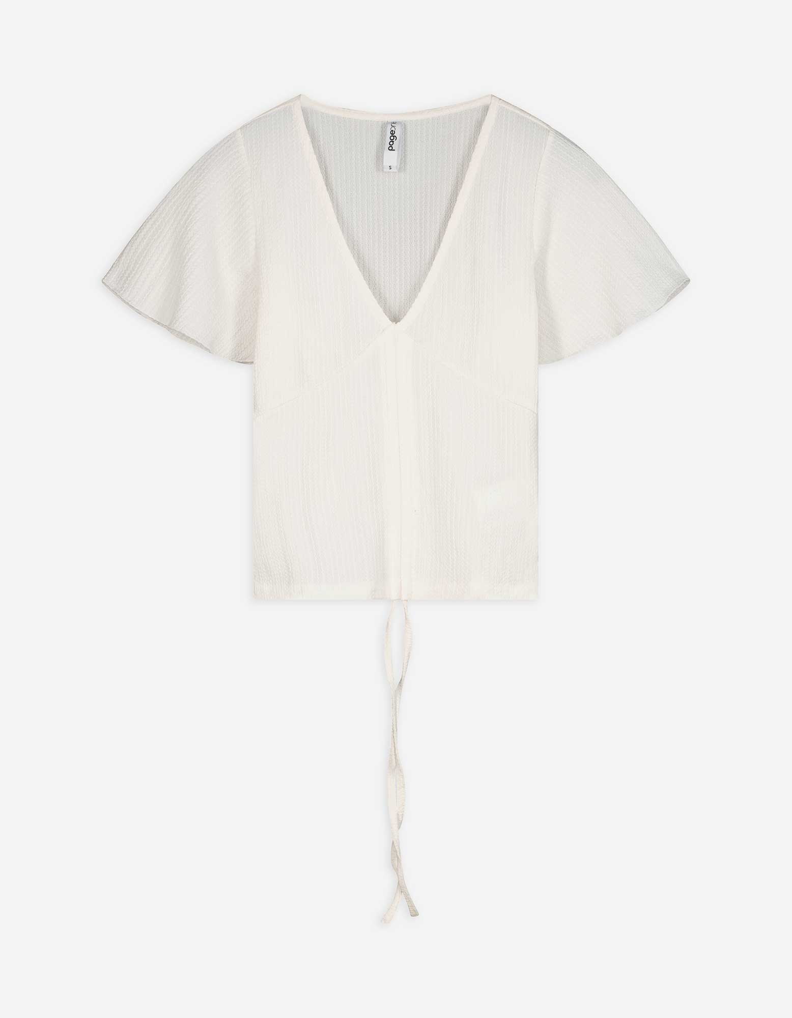 Shirt - Volants - weiß