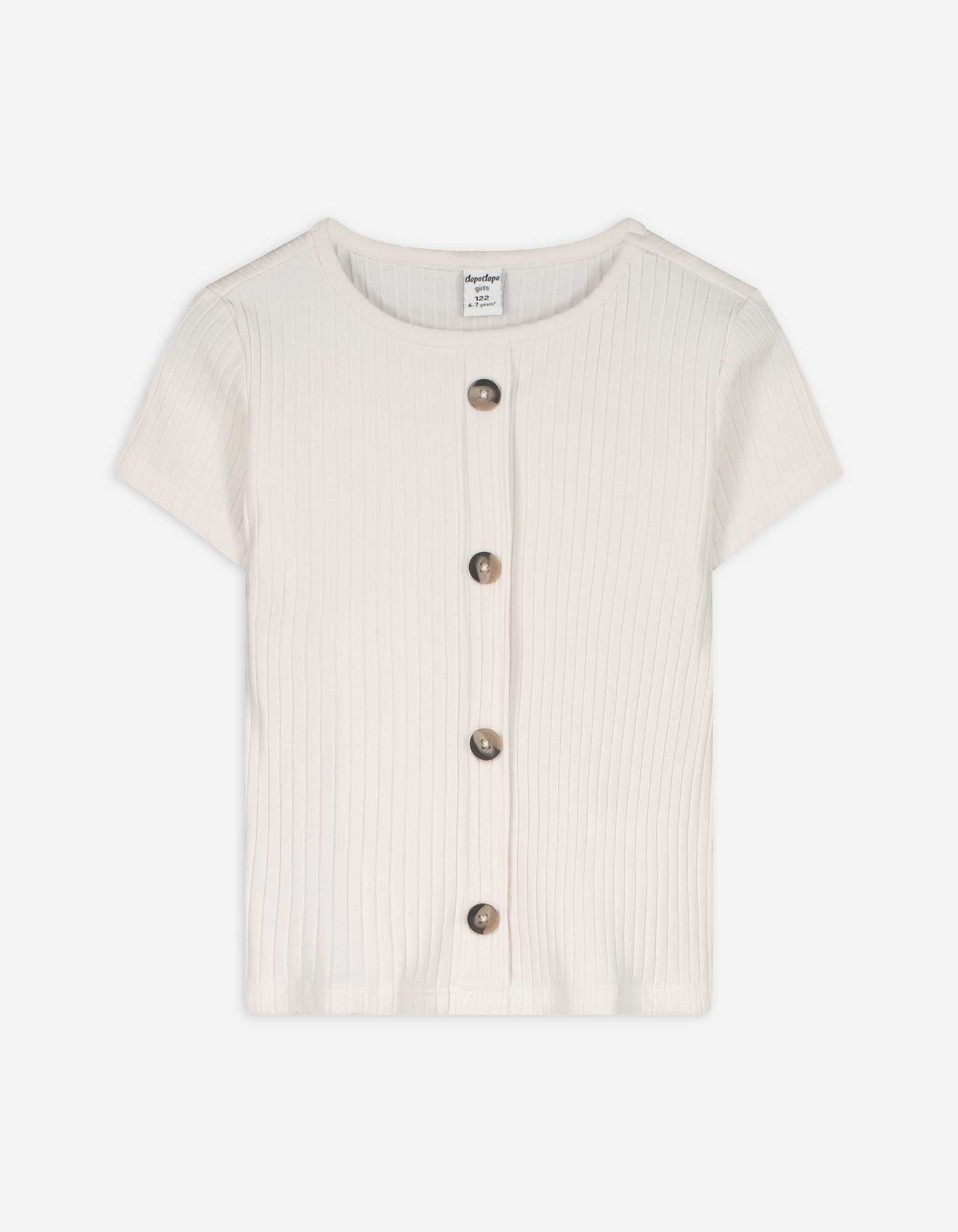 T-Shirt - Zierknöpfe - beige