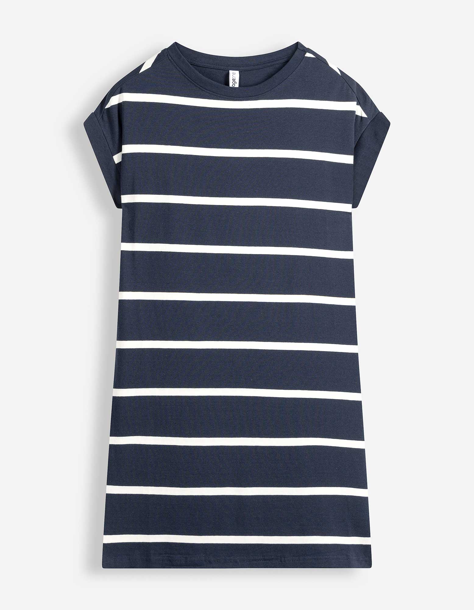 T-shirt jurk - Recht model - Donkerblauw