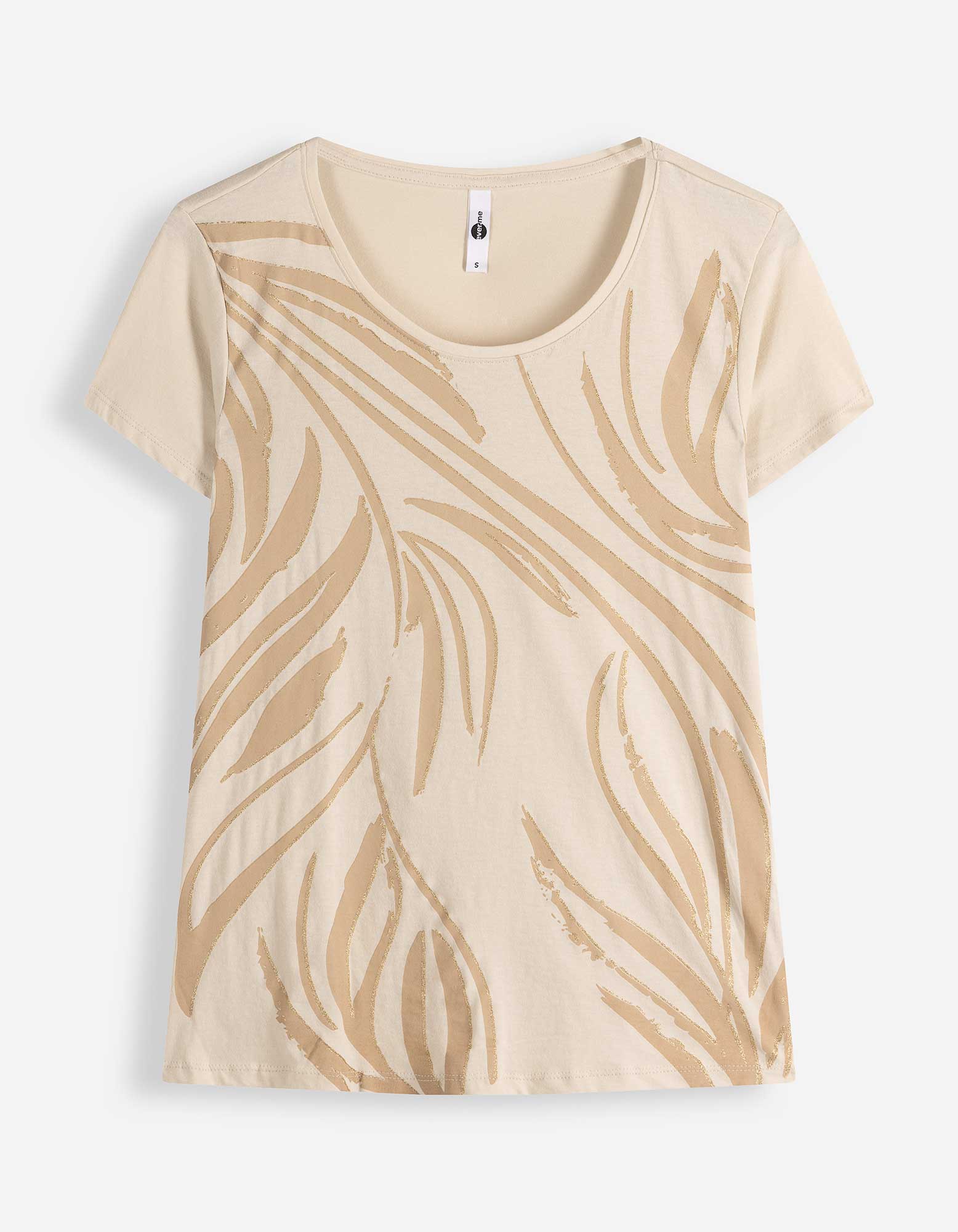 T-shirt - Motief all-over - Beige