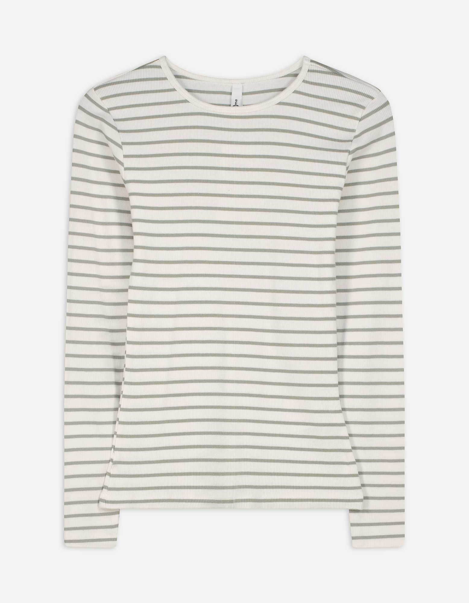 Langarmshirt - Rippenstruktur - weiß