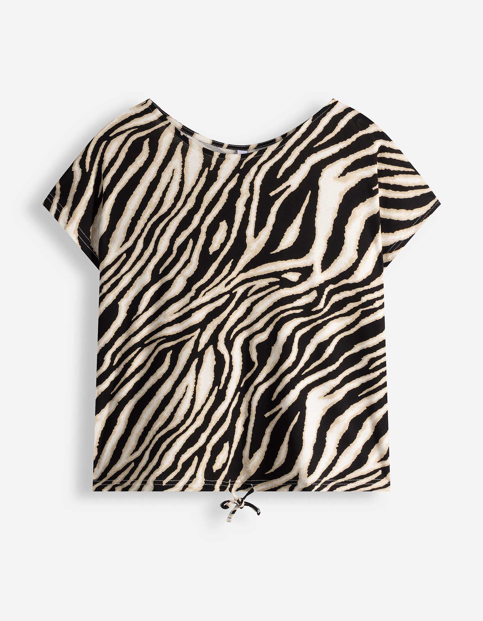 T-shirt - Bloemenmotief - Beige