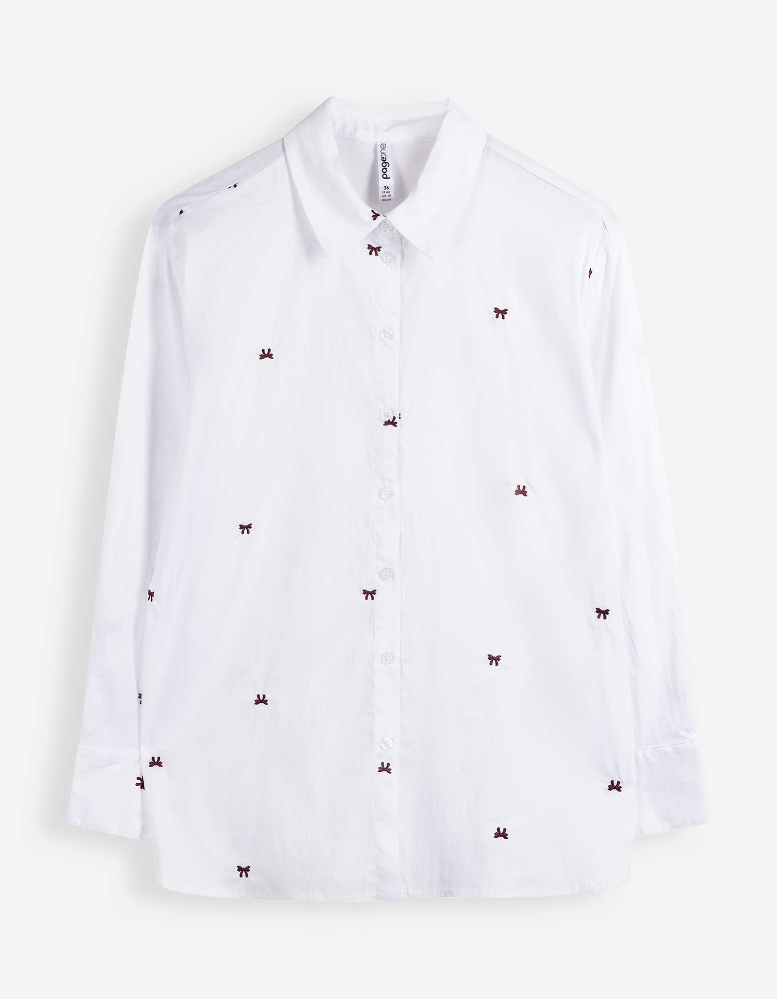 Blouse - Geappliqueerd strikje - wit