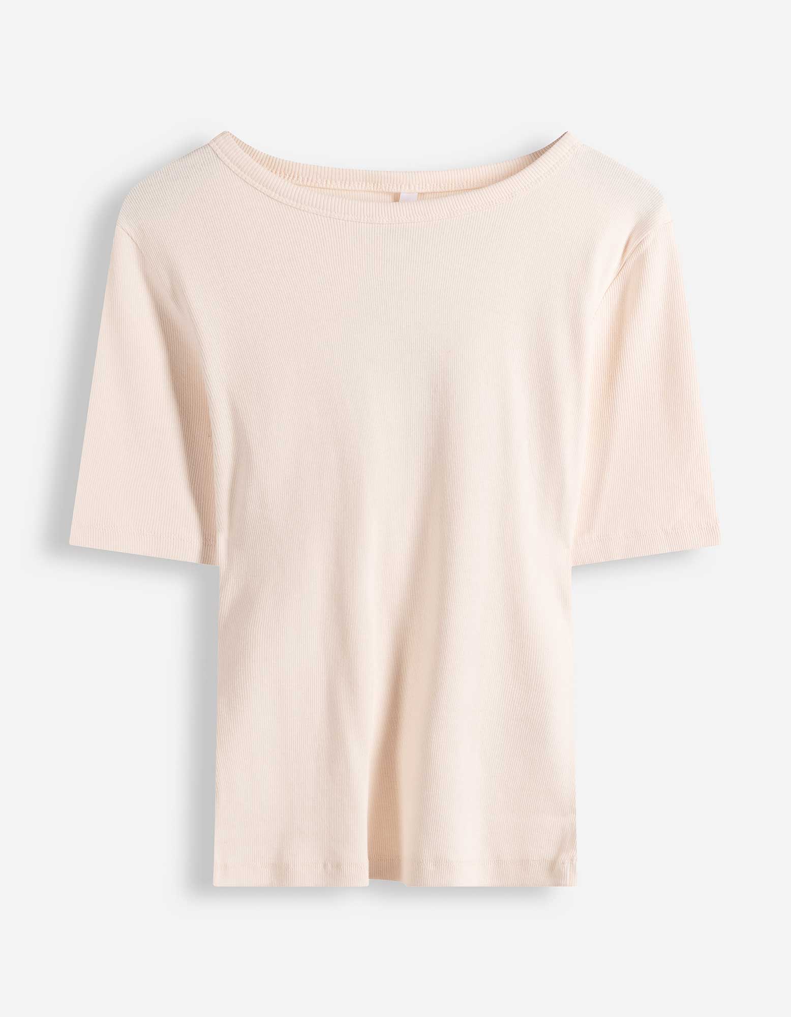 T-shirt - Geribde structuur - Lichtroze
