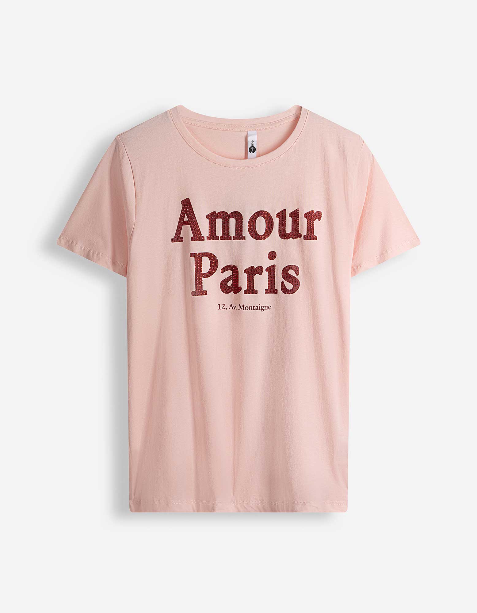 T-shirt - Strass - Lichtroze