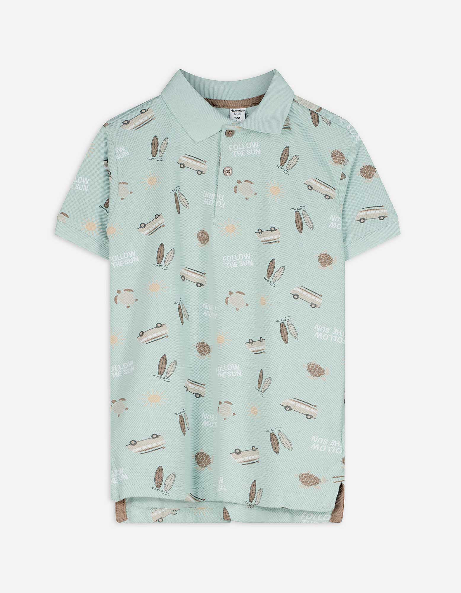 Poloshirt - Allover-Print - türkis