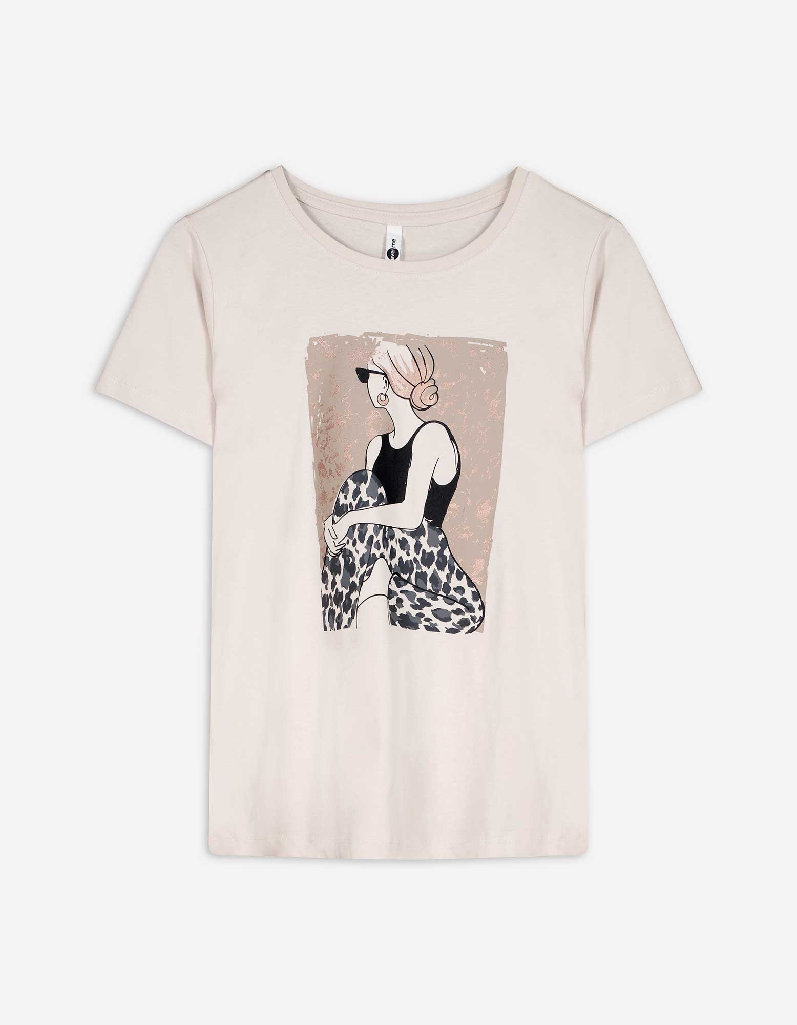 T-Shirt - Glitzerprint - beige