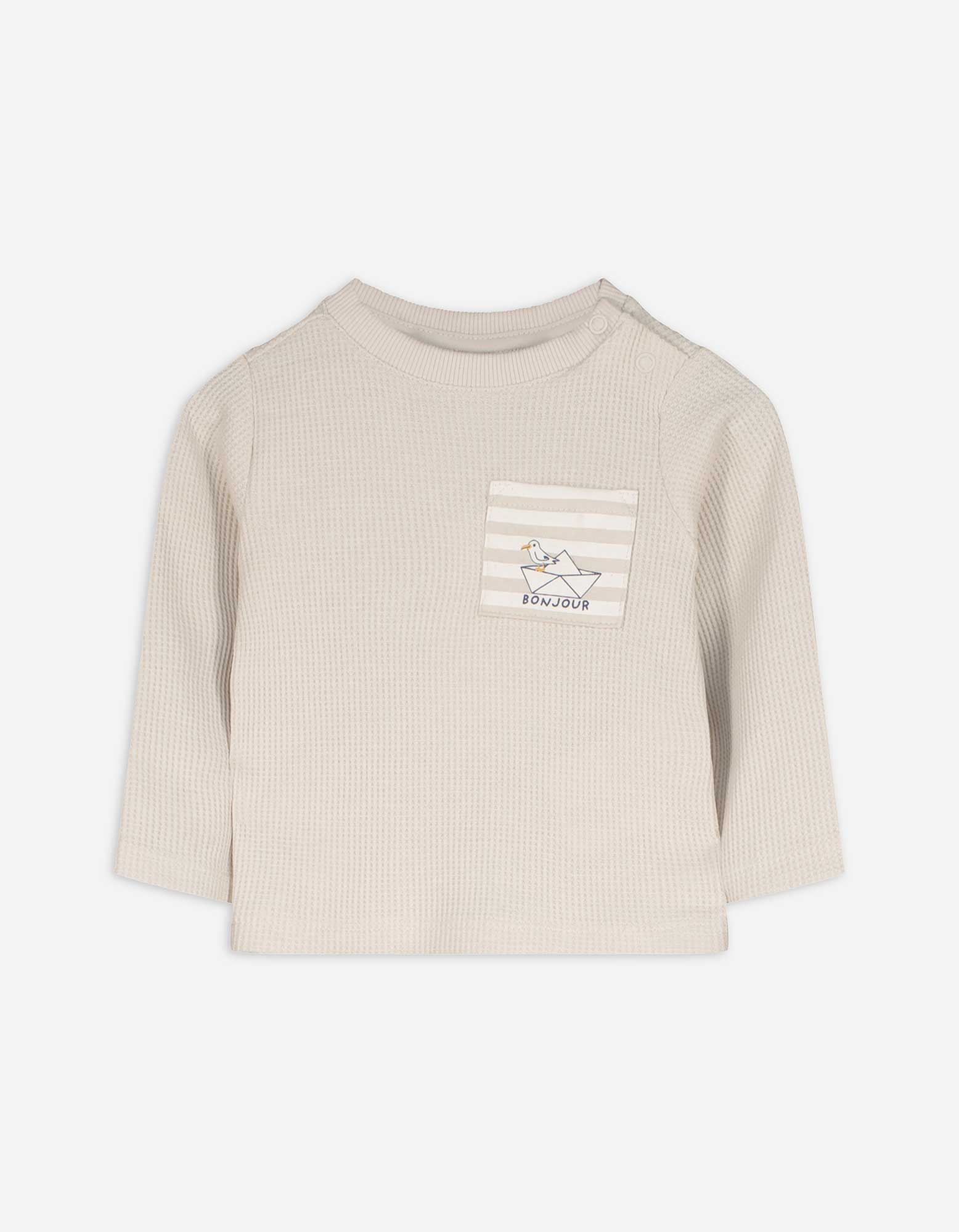 Langarmshirt - Brusttasche - beige