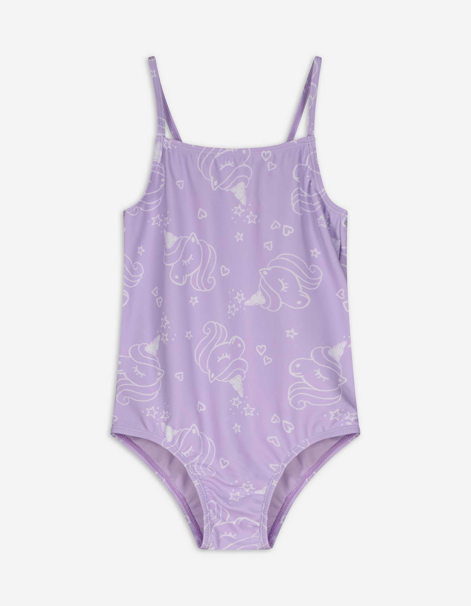 Badeanzug - Allover-Print - lila