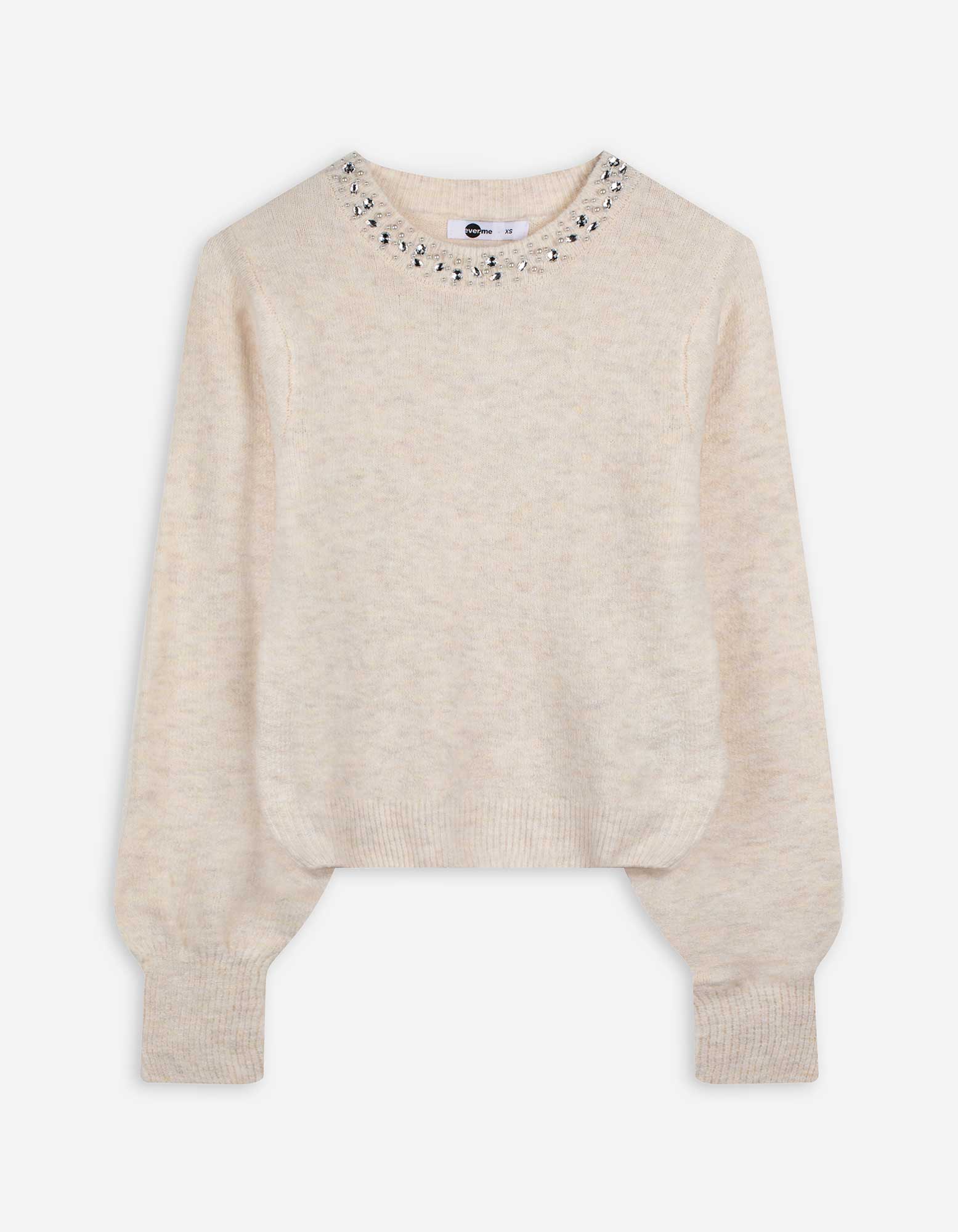 Trui - Siersteentjes - Off-White