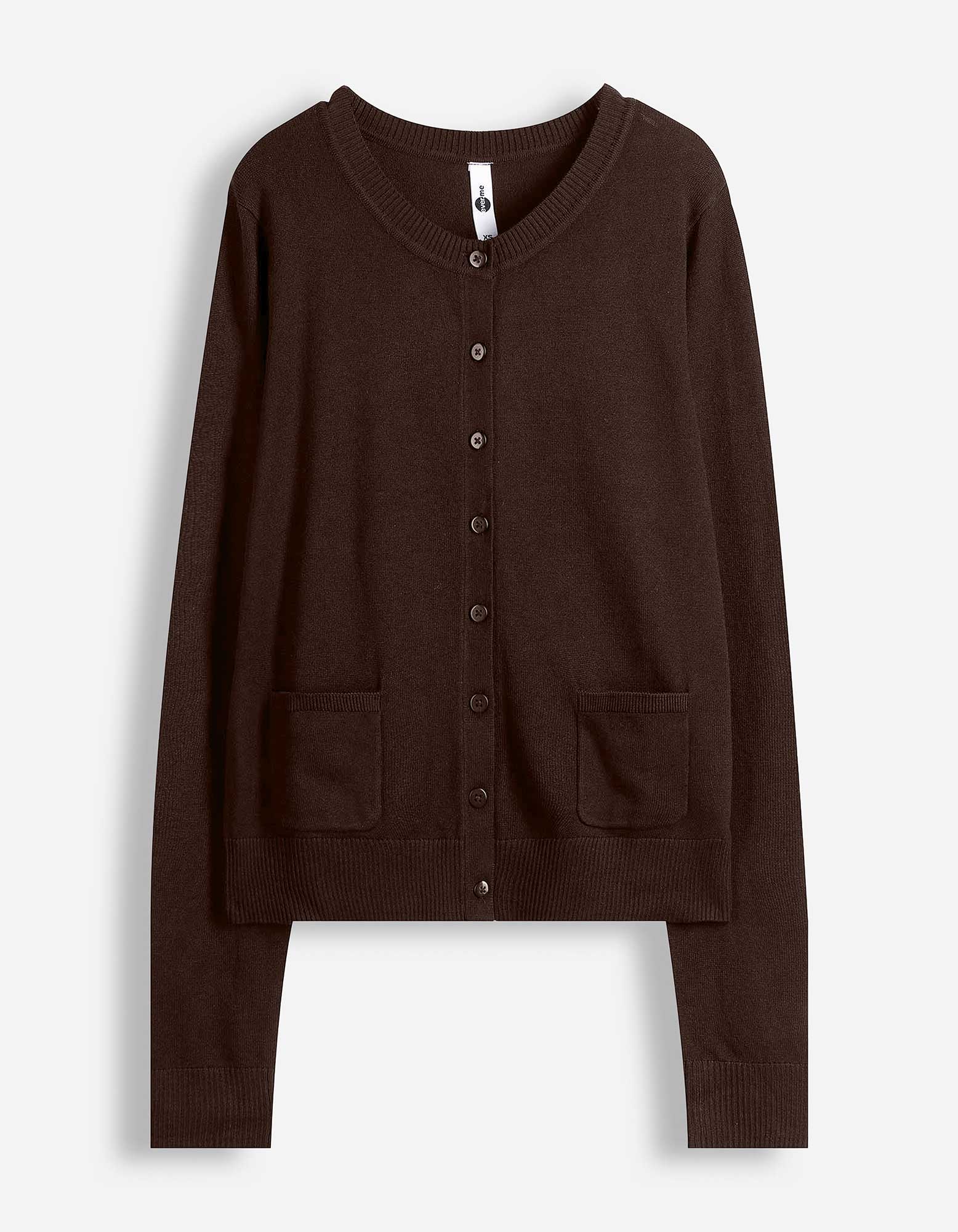 Gebreid vest - Knoopsluiting - Donkerbruin