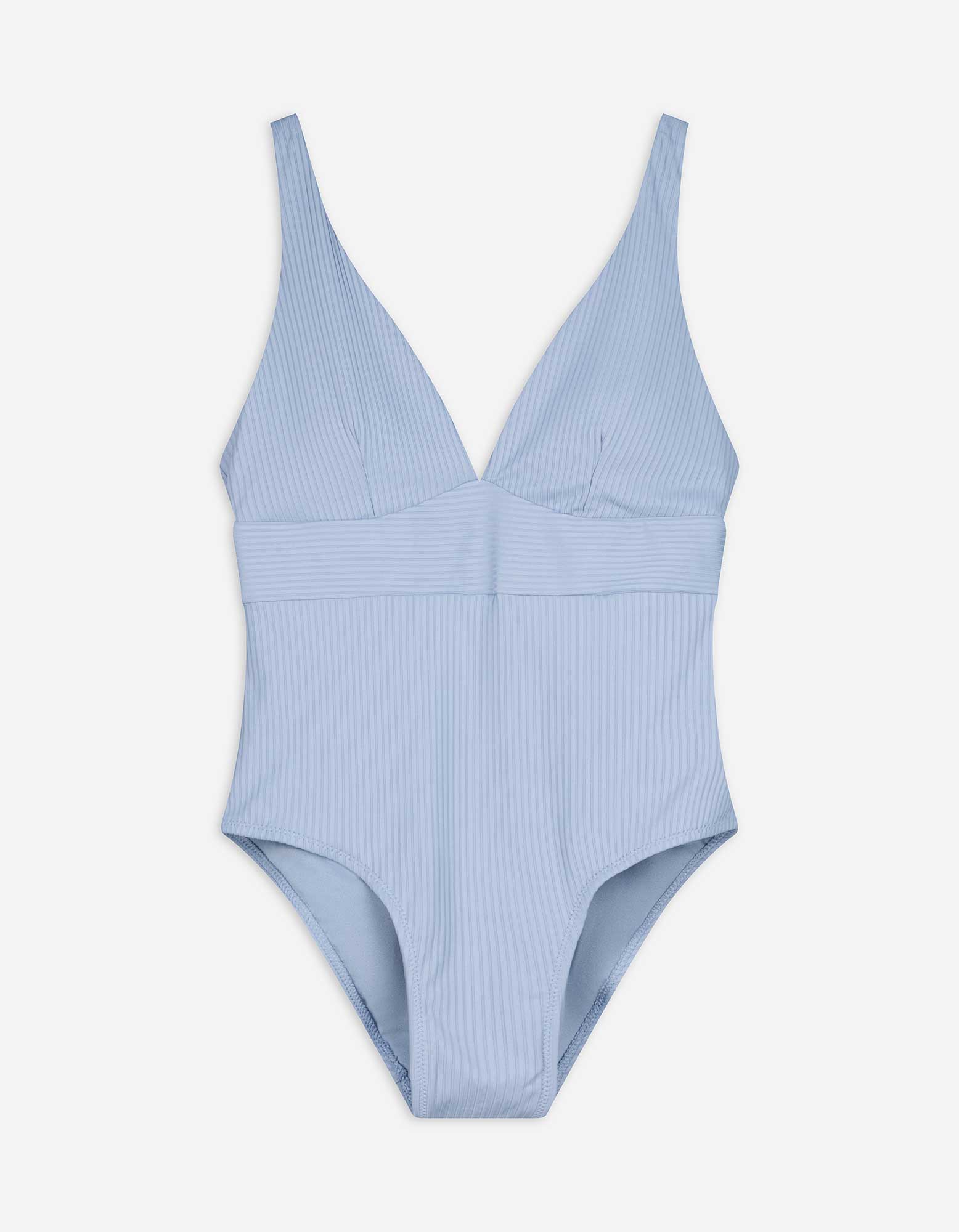Badeanzug - einfarbig - blau