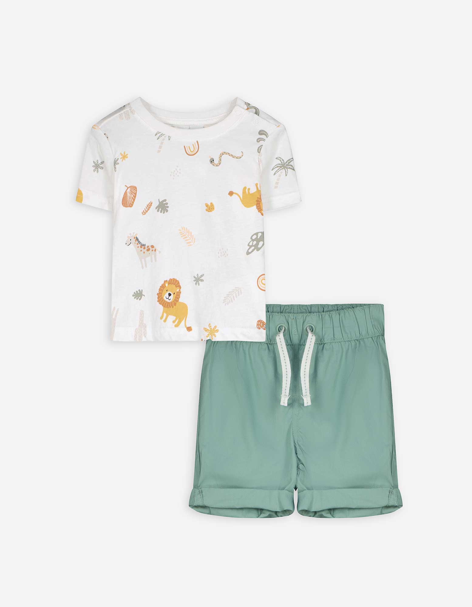 Set aus T-Shirt und Hose - Allover-Print - weiß