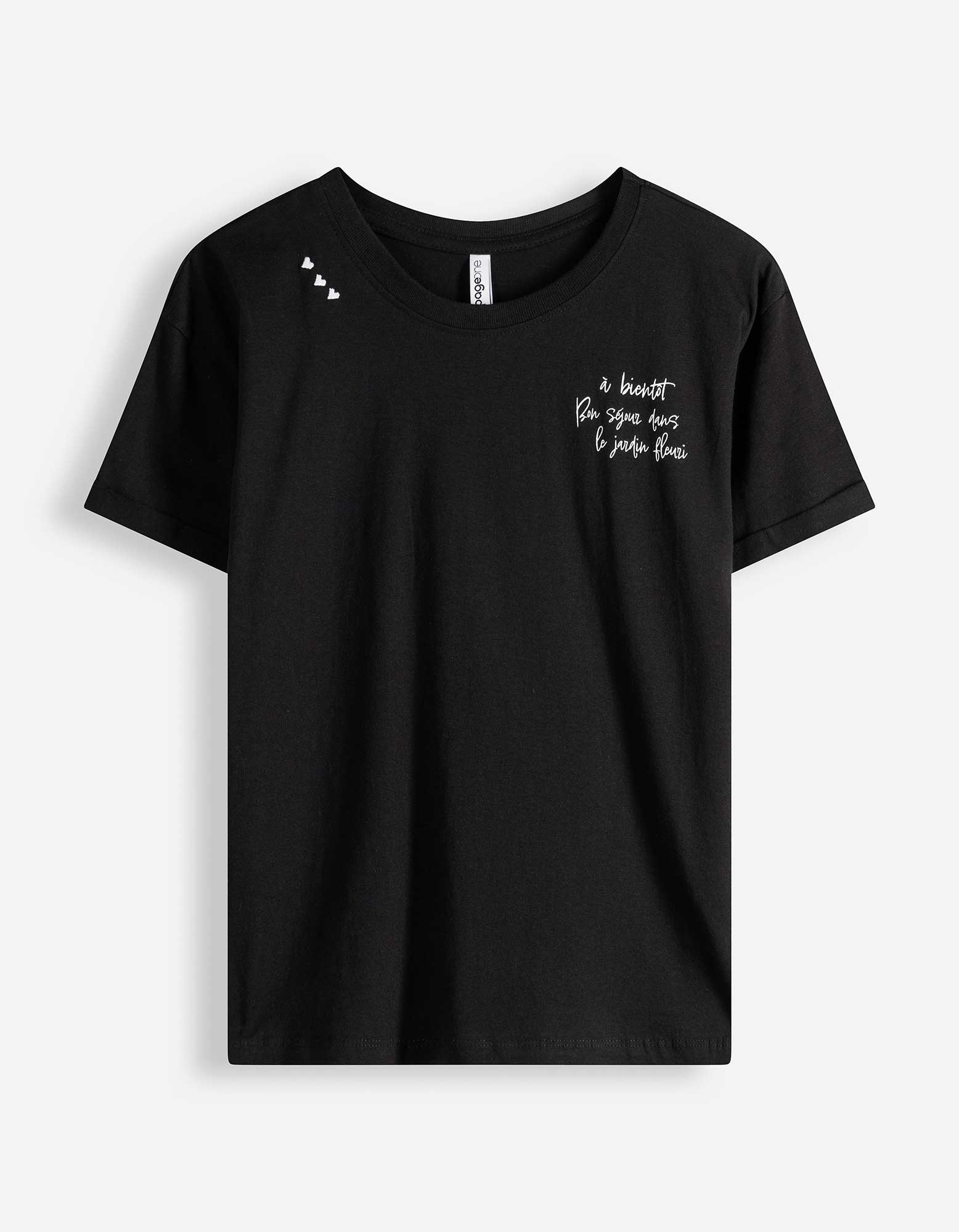 T-shirt - Borduursels - Zwart