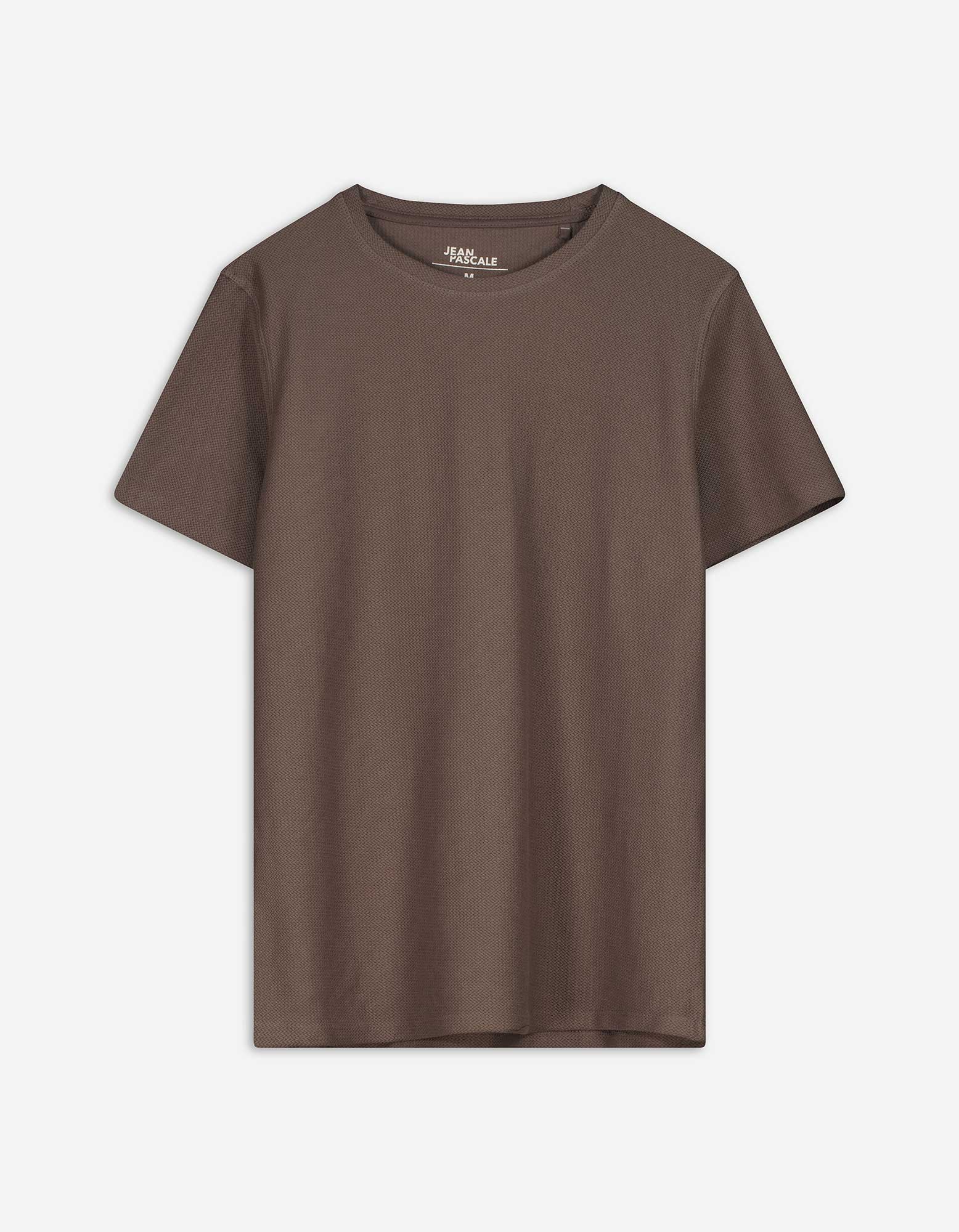 T-Shirt - Rundhals-Ausschnitt - hellbraun