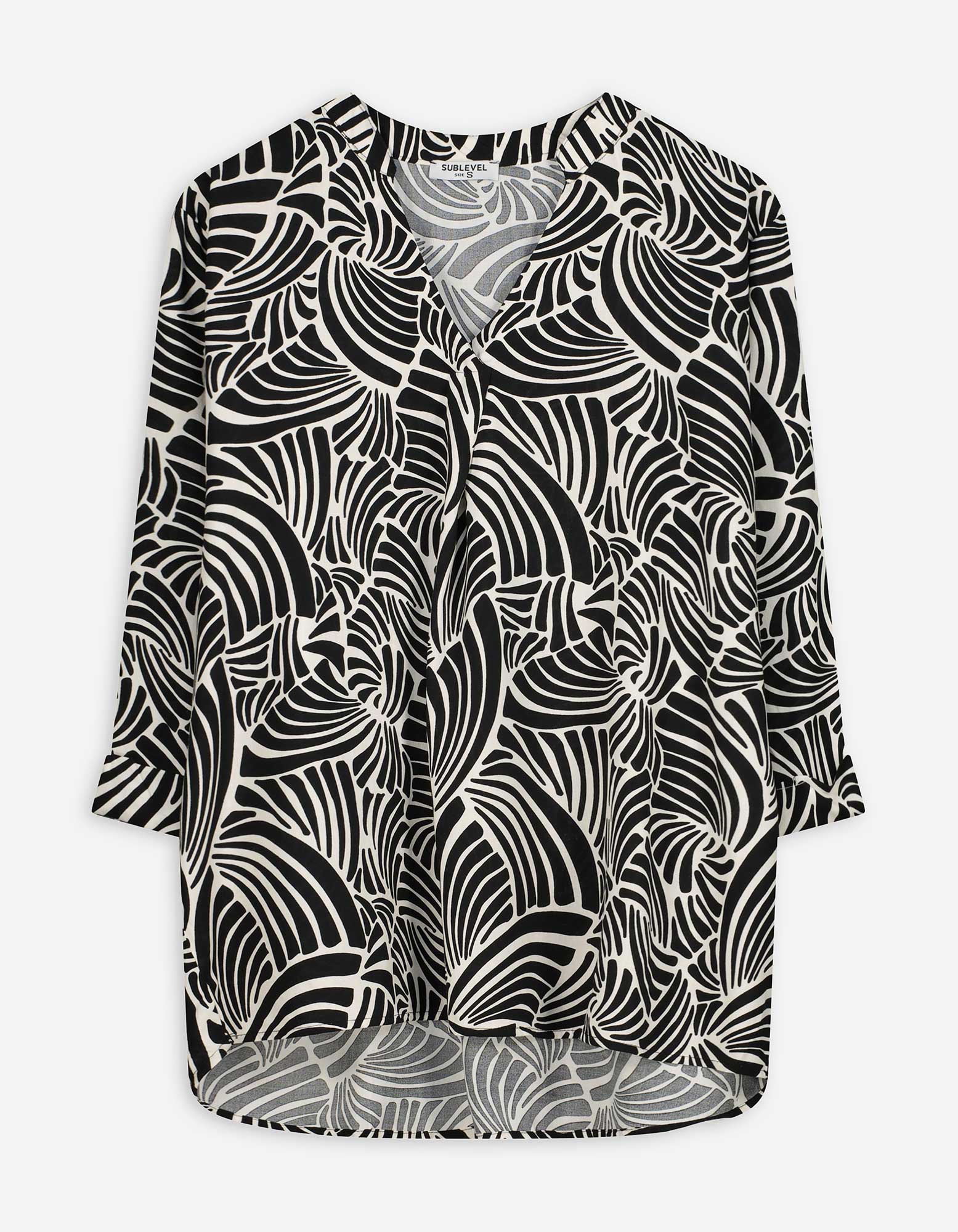 Blouse - Motief all-over - Zwart