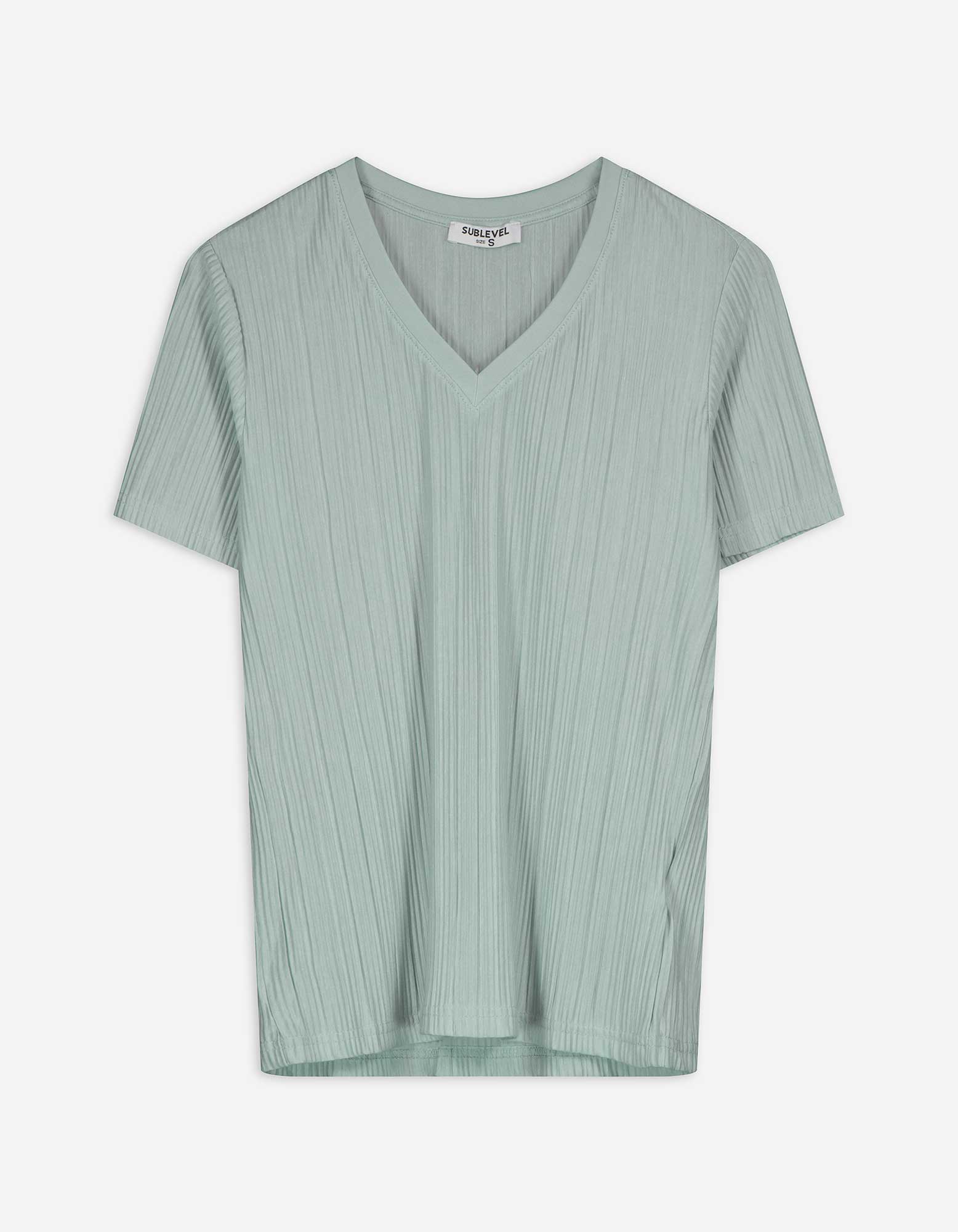 T-Shirt - Plisseefalten - hellgrün