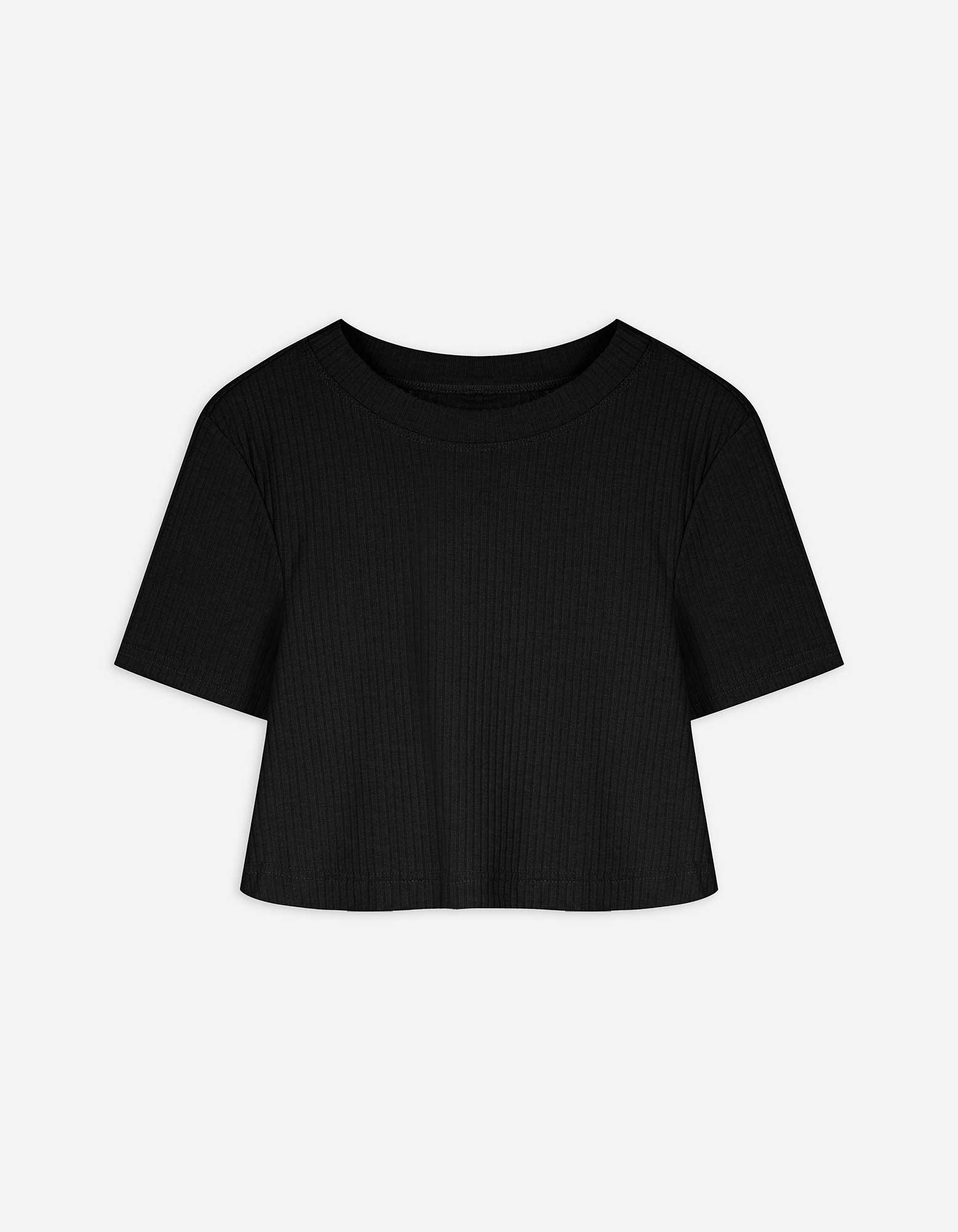 Cropped Shirt - Kurze Ärmel - schwarz