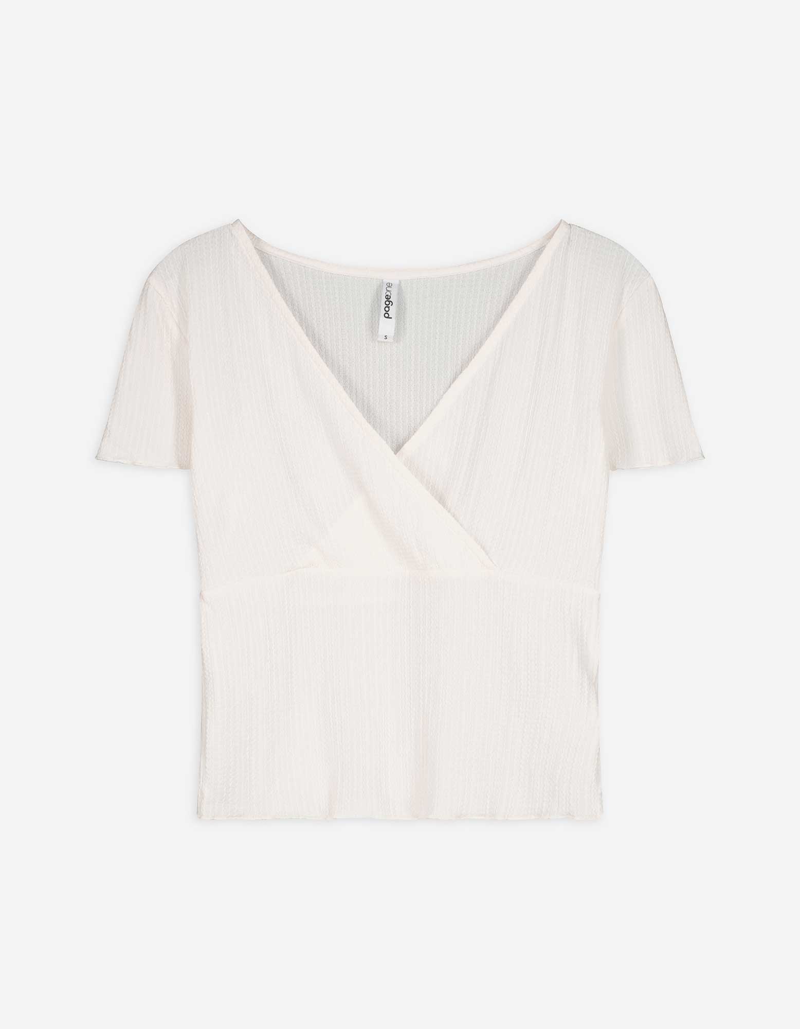 T-Shirt - Wickeloptik - weiß