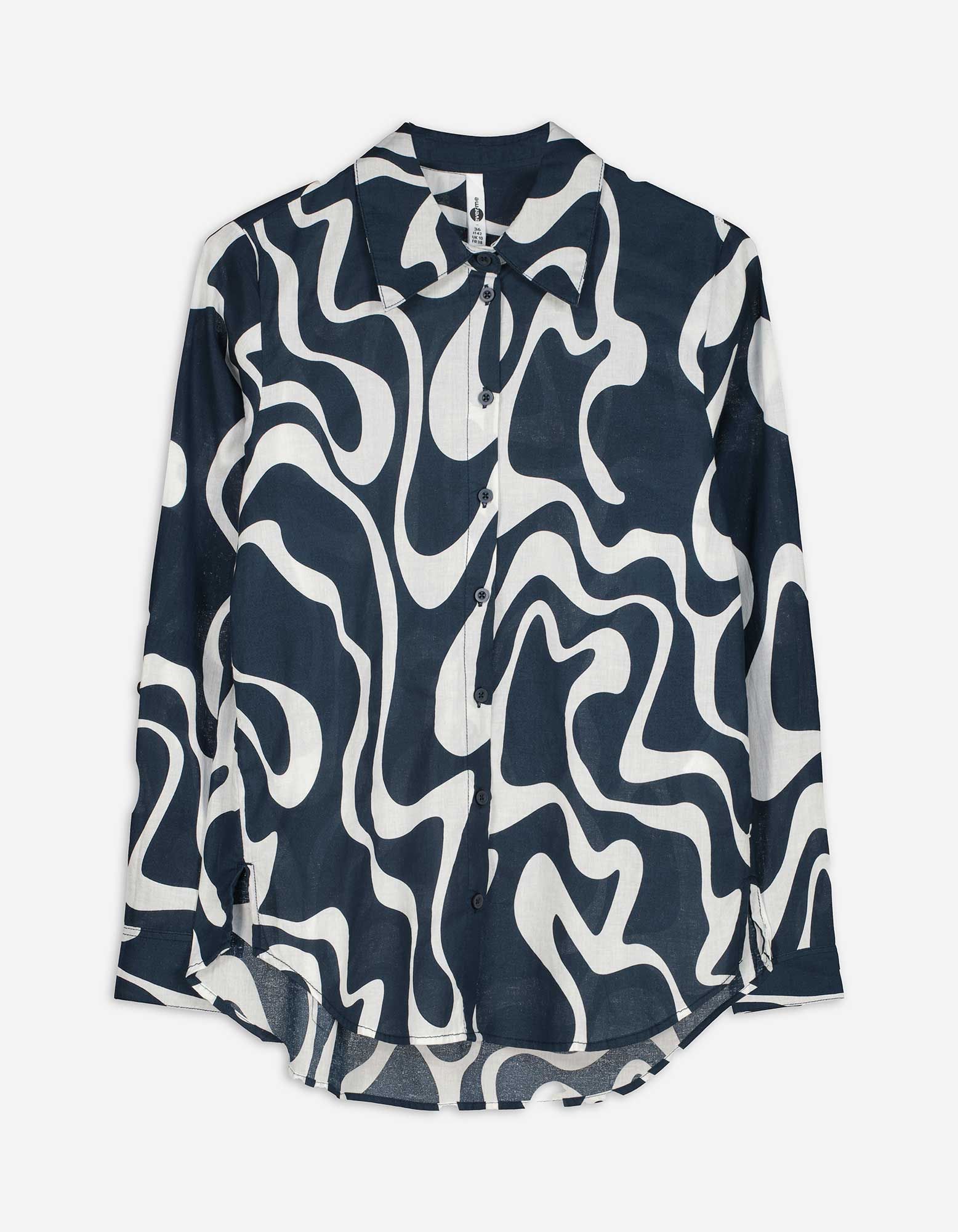 Bluse - Allover-Muster - dunkelblau