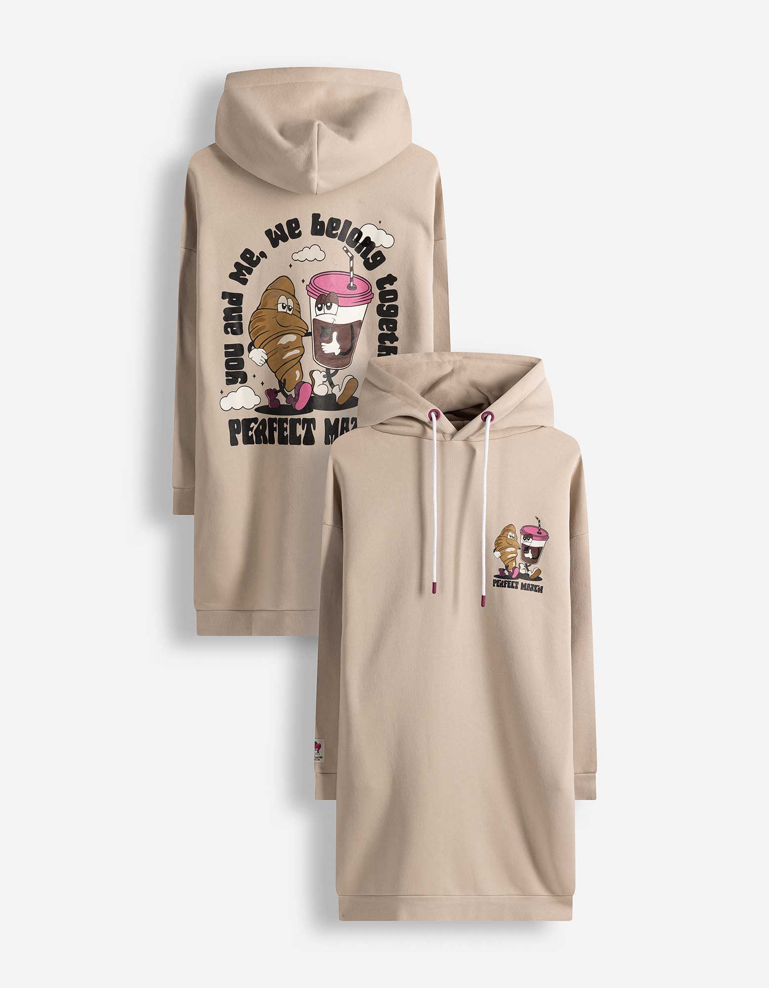 Jurk - Print op rug - Beige