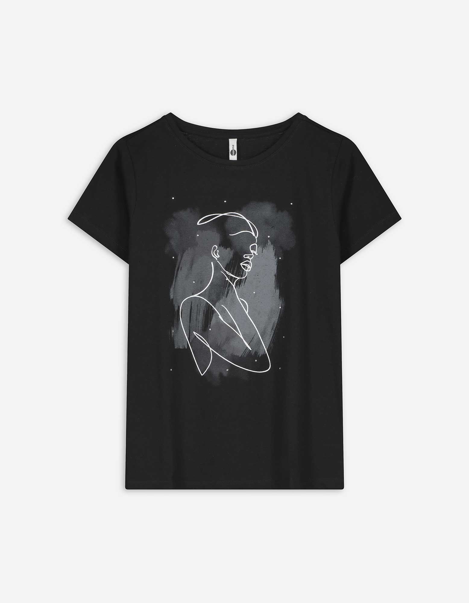T-Shirt - Zierperlen - schwarz