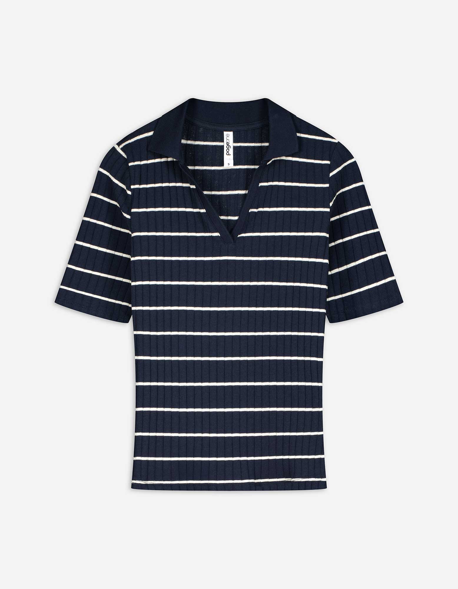 Poloshirt - Streifen - dunkelblau