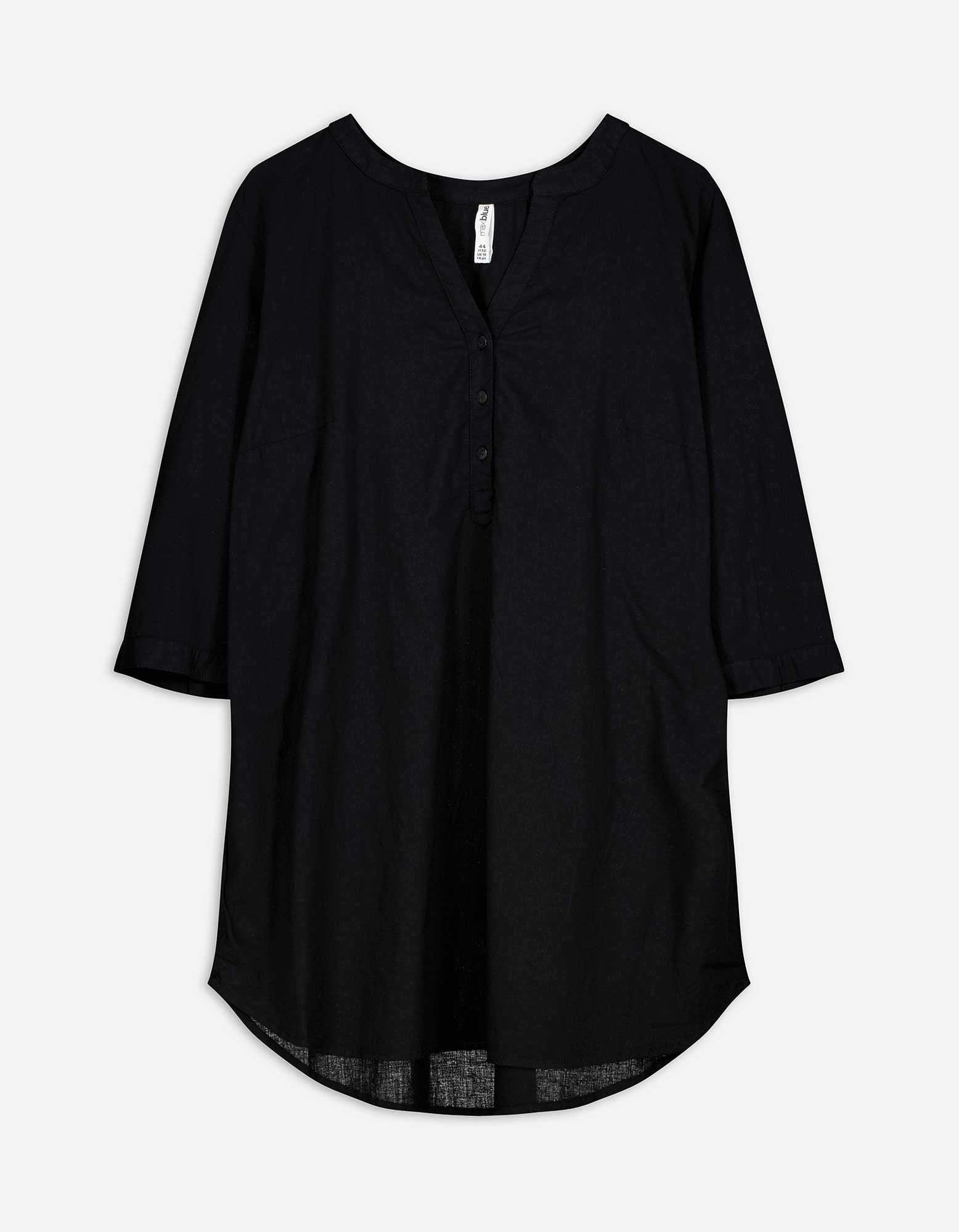Hemdbluse - einfarbig - schwarz