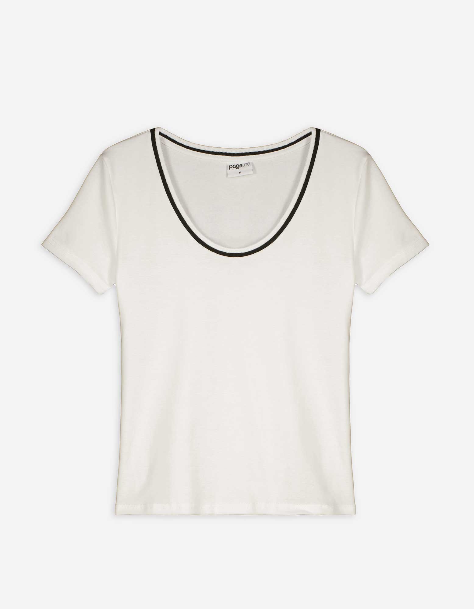 T-Shirt - Kontraststreifen - weiß