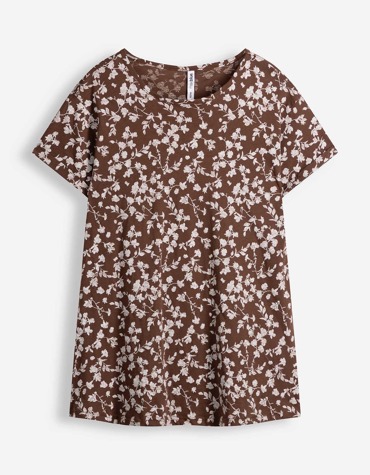 T-shirt - Motief all-over - bruin