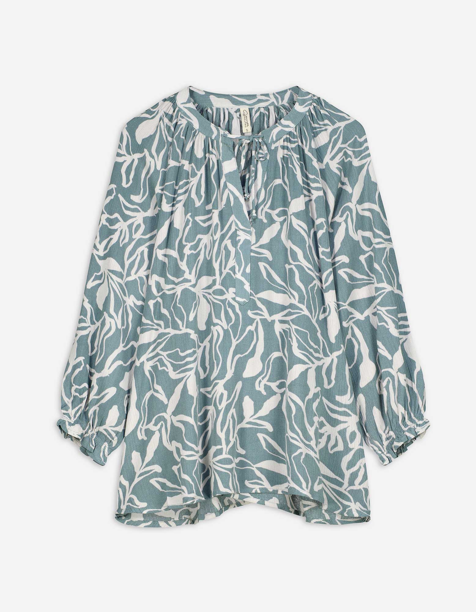 Bluse - Allover-Print - hellgrün