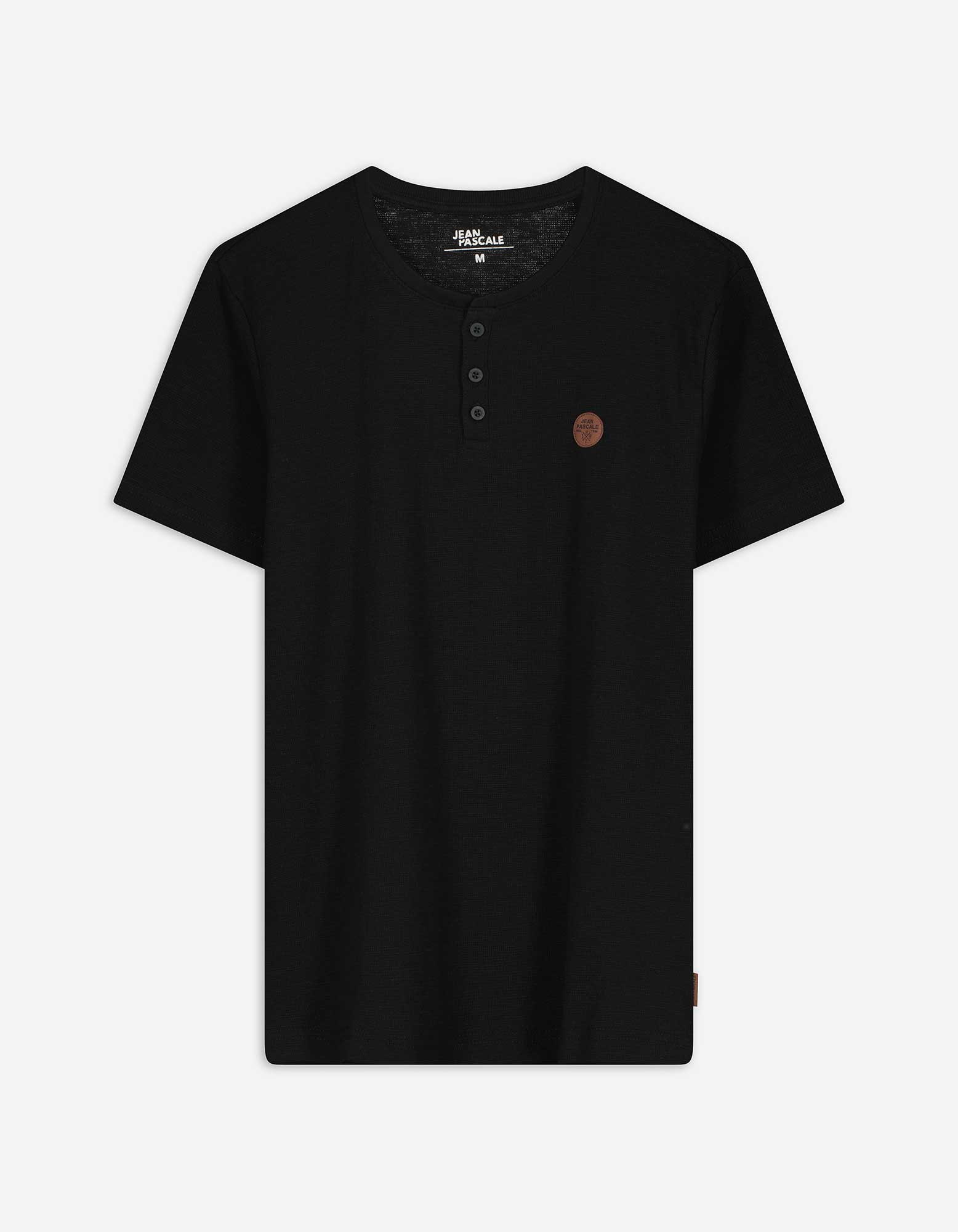 T-Shirt - Knopfleiste - schwarz