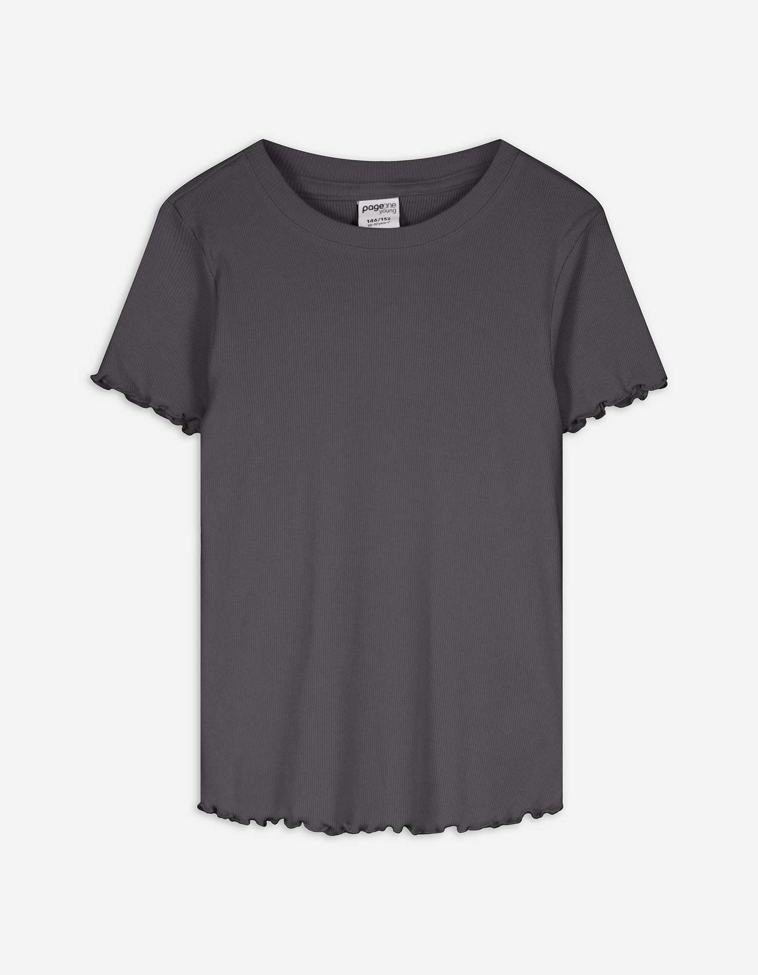 T-Shirt - Rippenstruktur - dunkelgrau