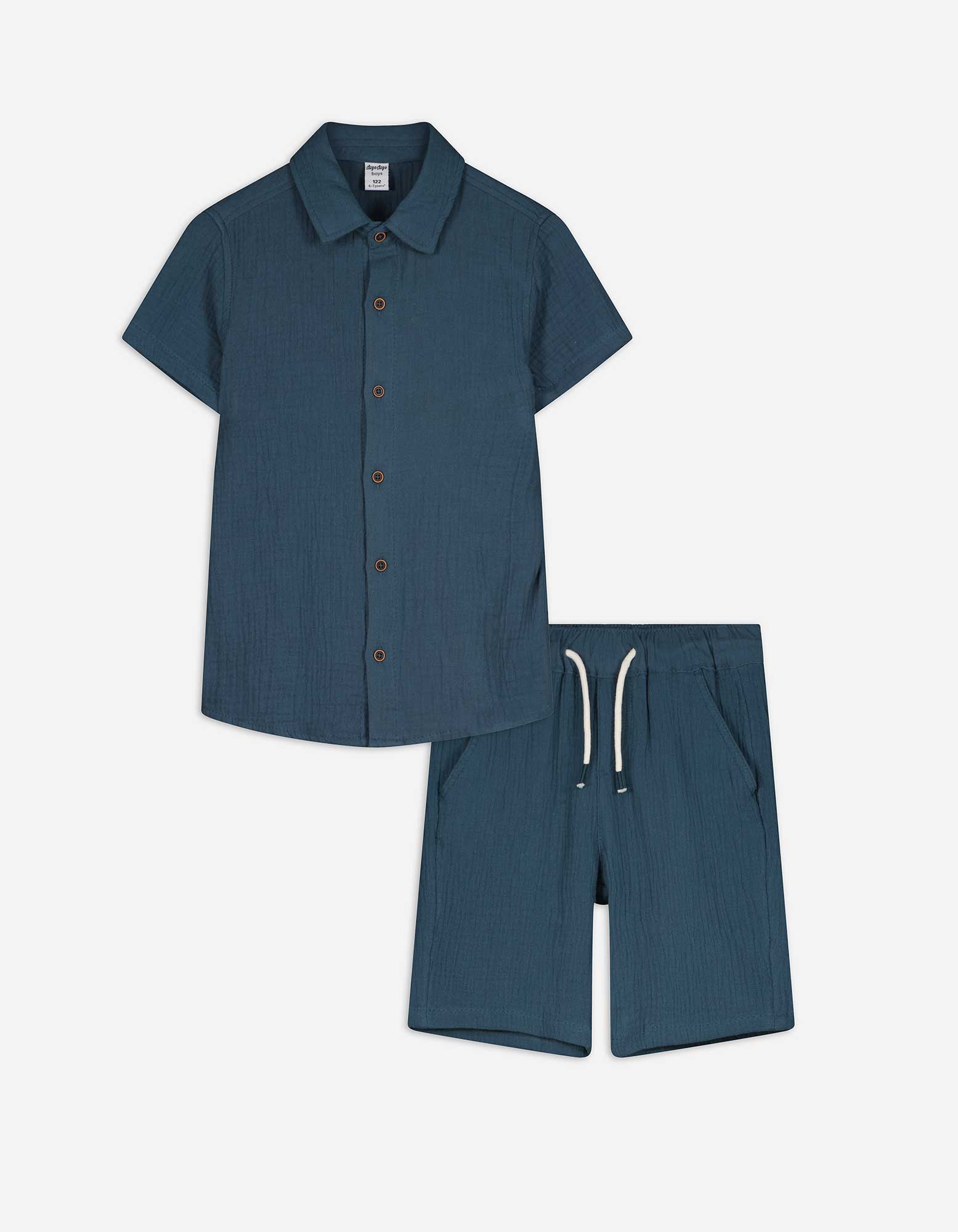 Set aus Hemd und Shorts - Musselin - dunkelblau