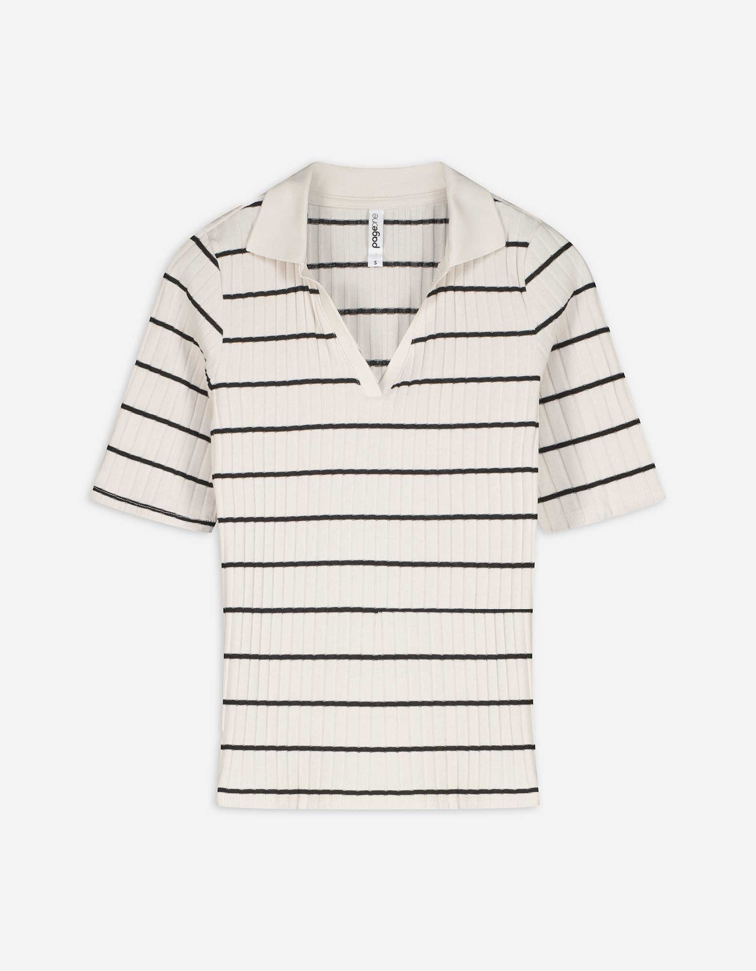 Poloshirt - Streifen - weiß