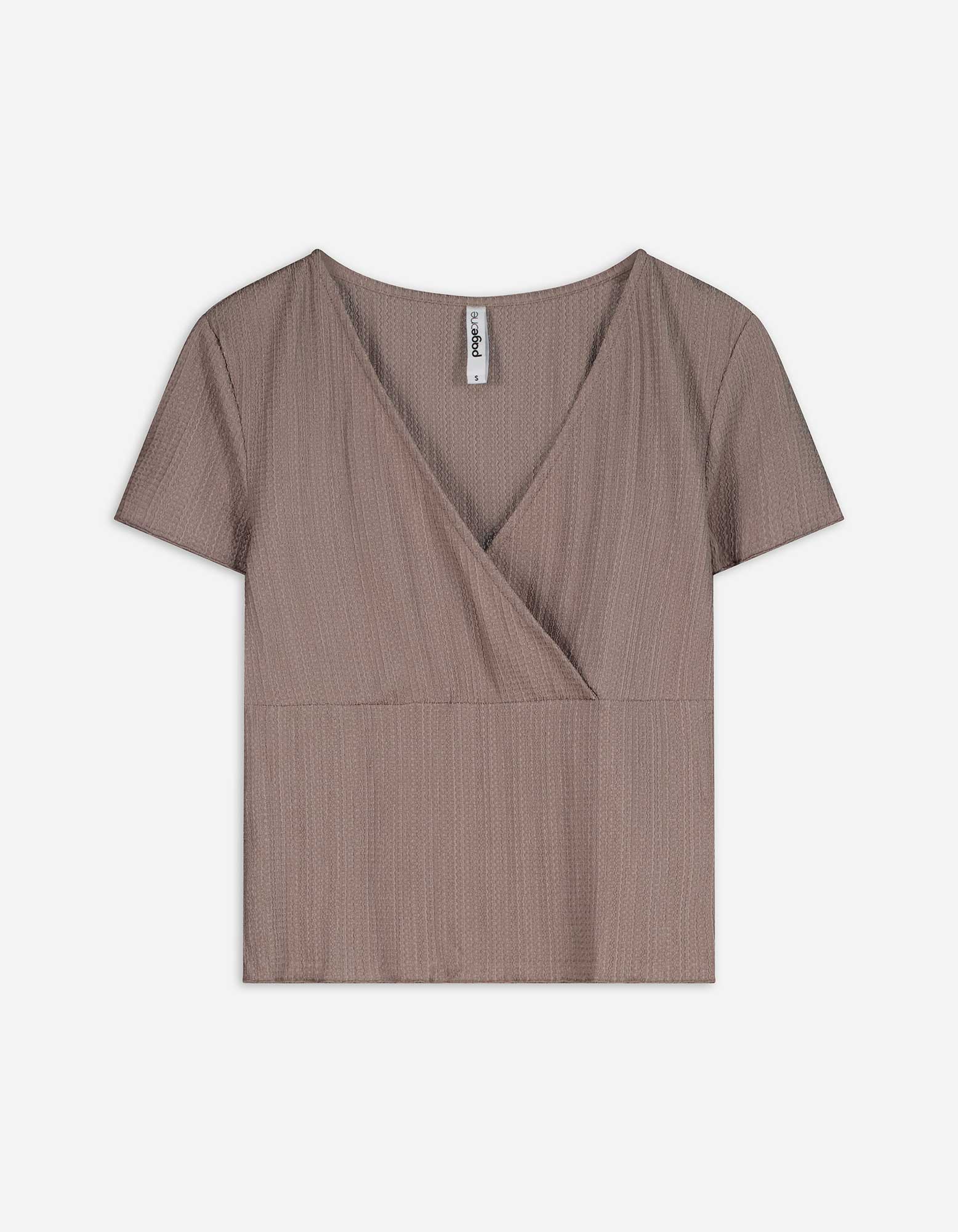 T-Shirt - Wickeloptik - beige