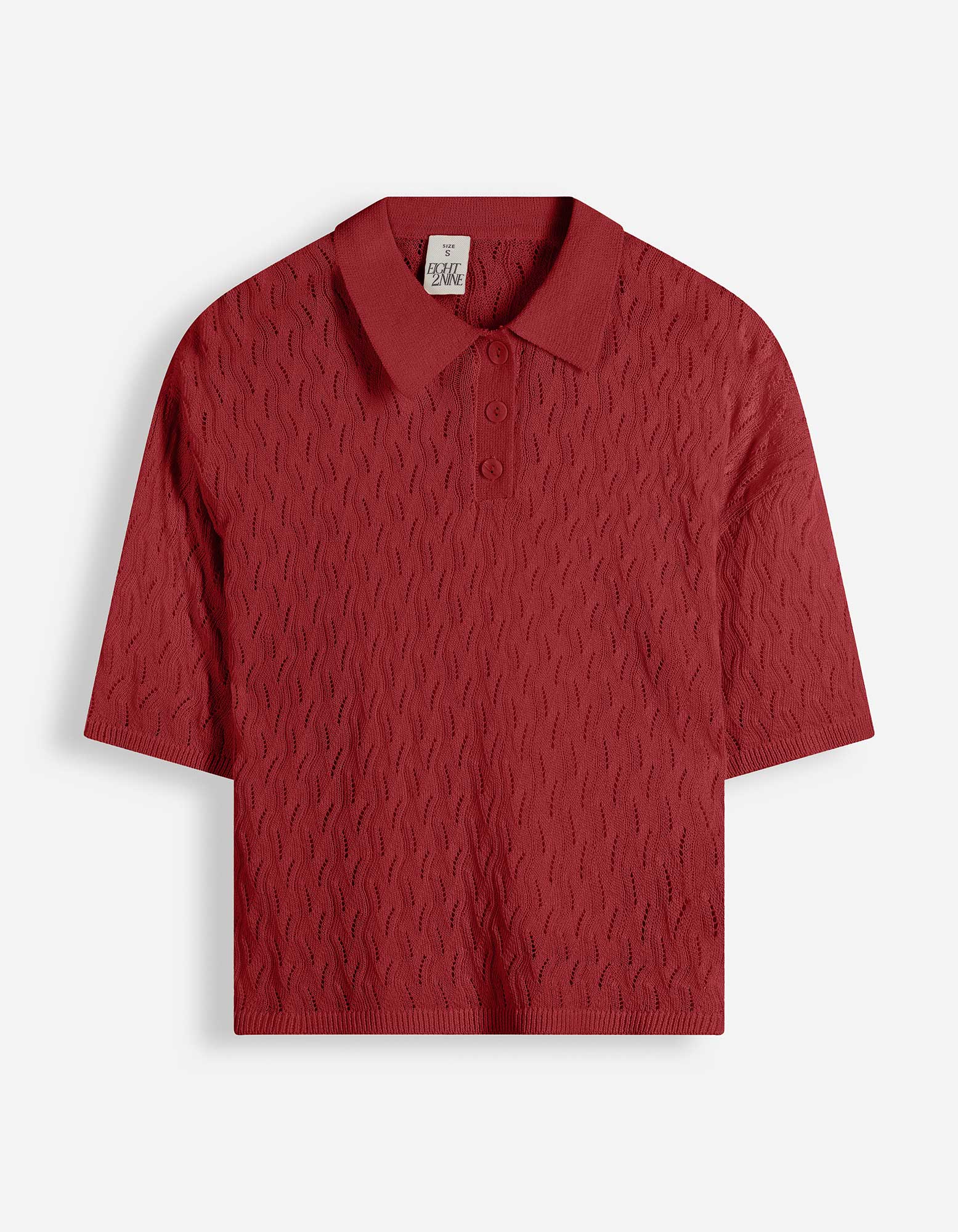 Gebreide top - Broderie - Donkerrood