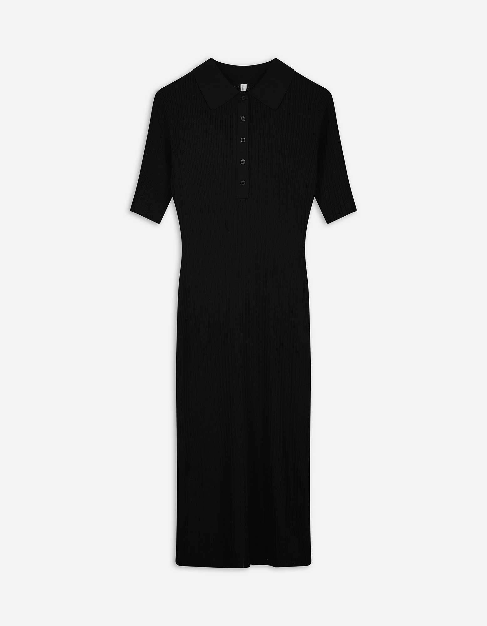 Strickkleid - Rippenstruktur - schwarz