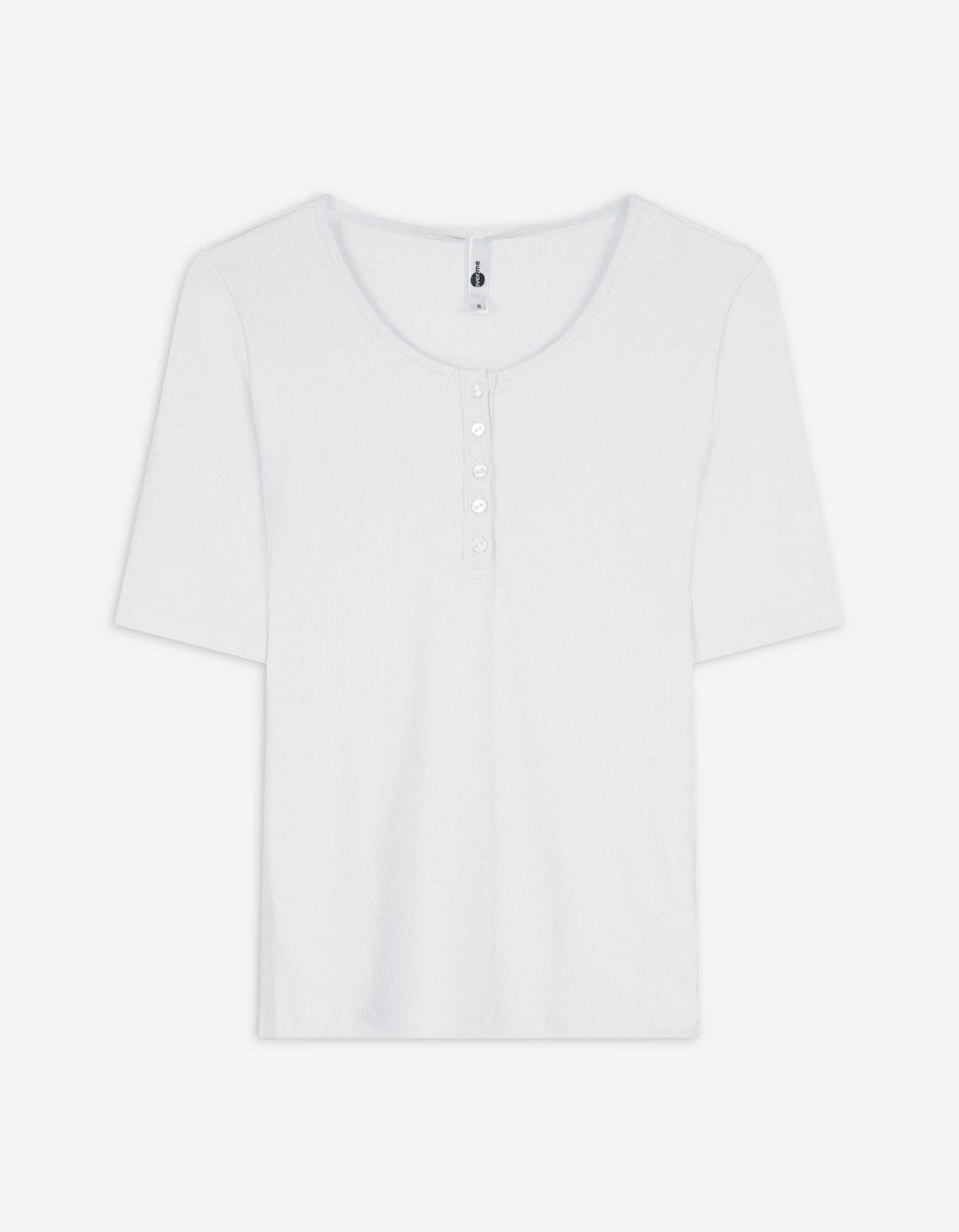 T-Shirt - Rippenstruktur - weiß