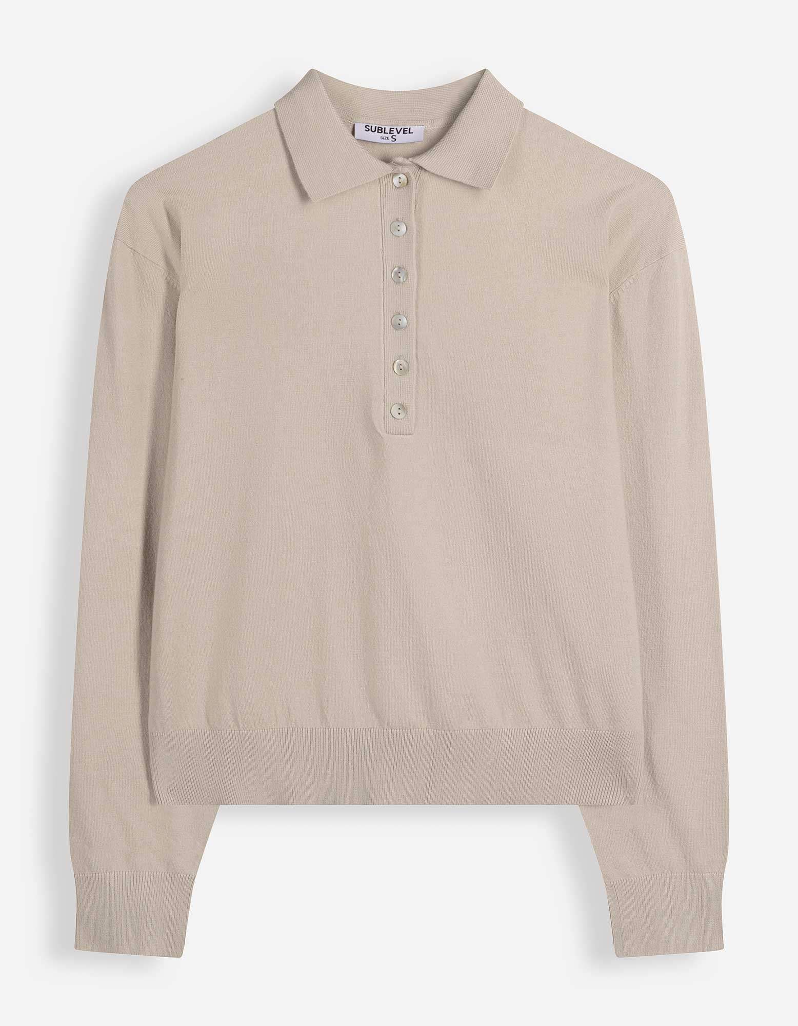 Trui - Polo kraag - Beige