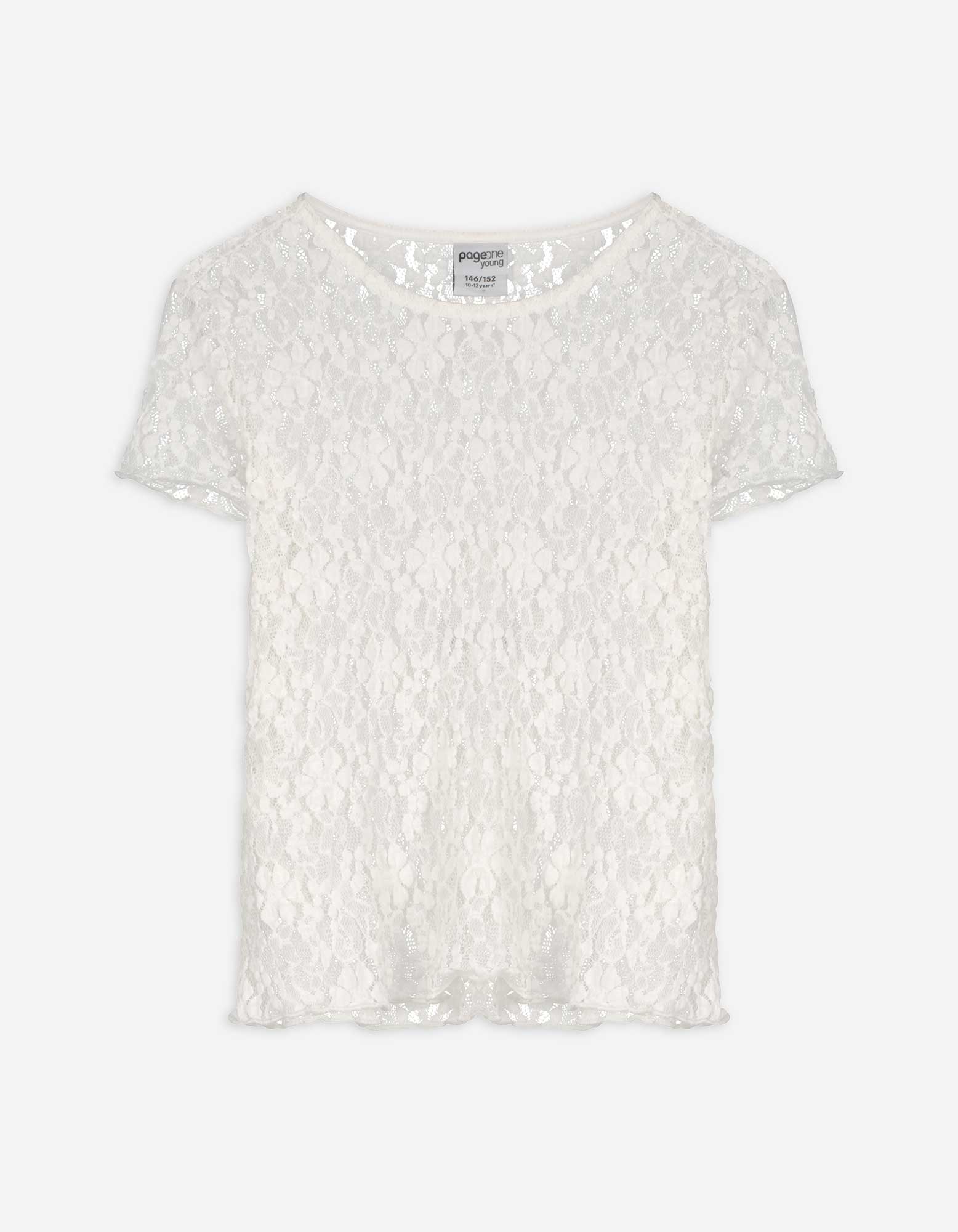 Shirt - Lochspitze - weiß