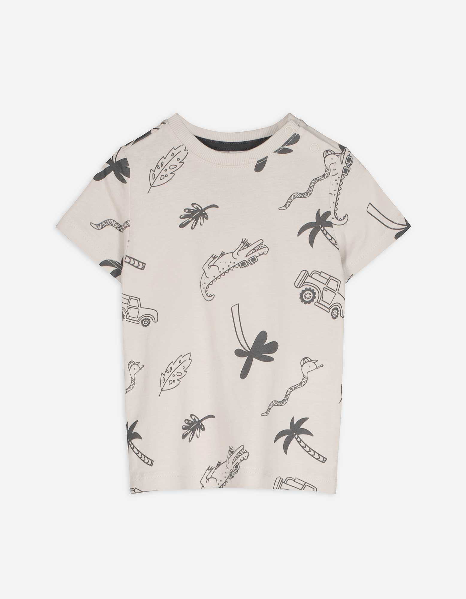 T-Shirt - Allover-Print - beige