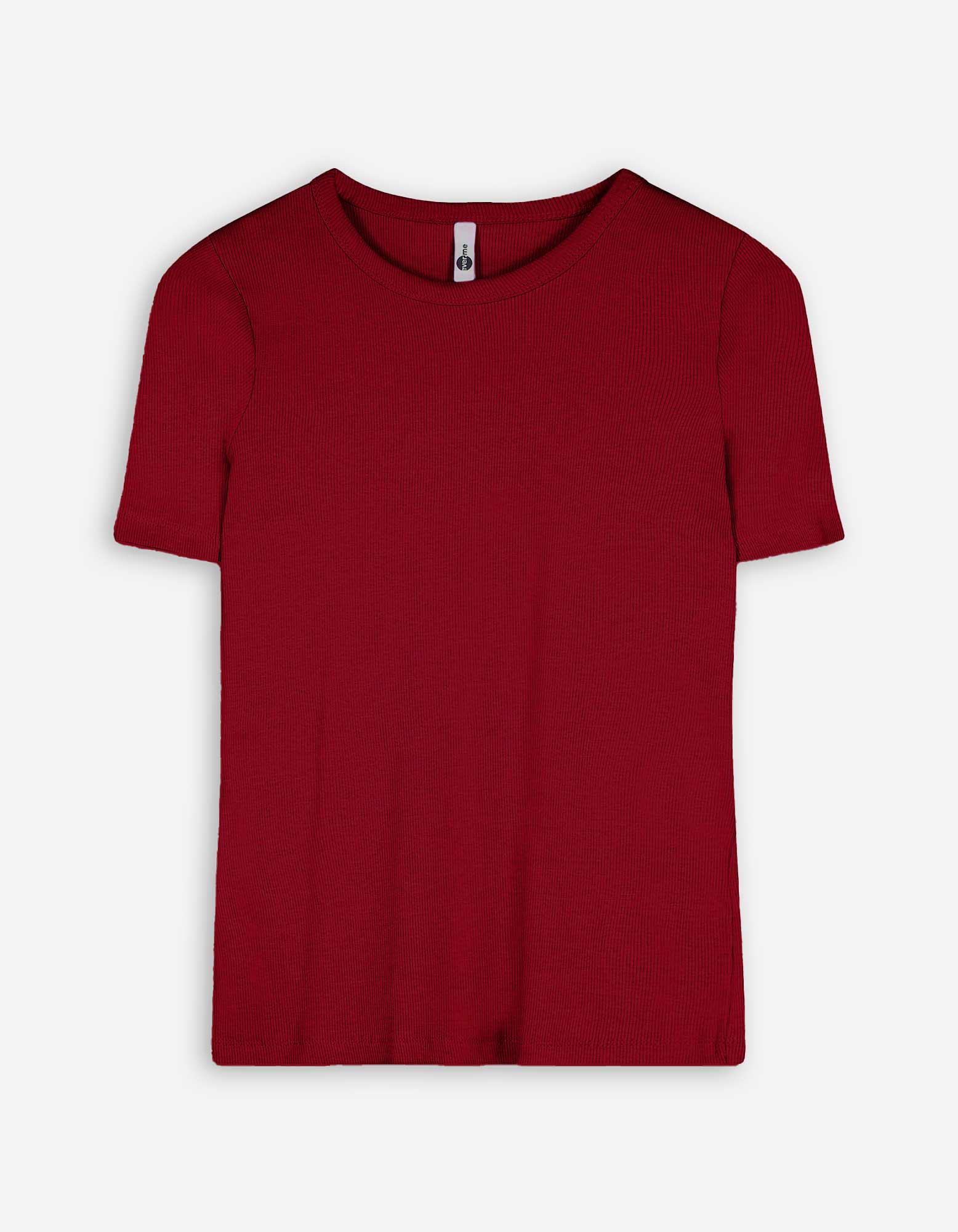 T-Shirt - Rippenstruktur - dunkelrot