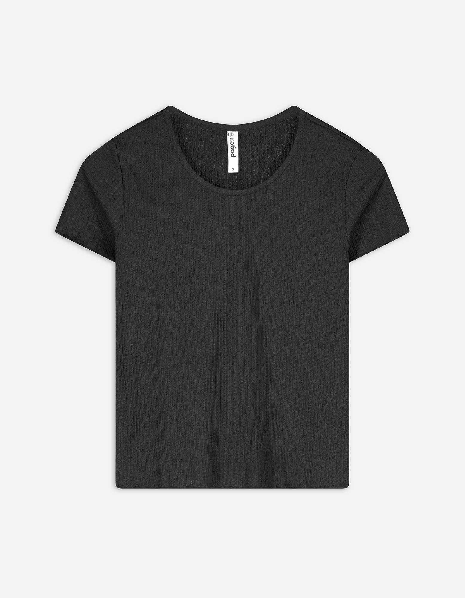 T-Shirt - Rippenstruktur - schwarz