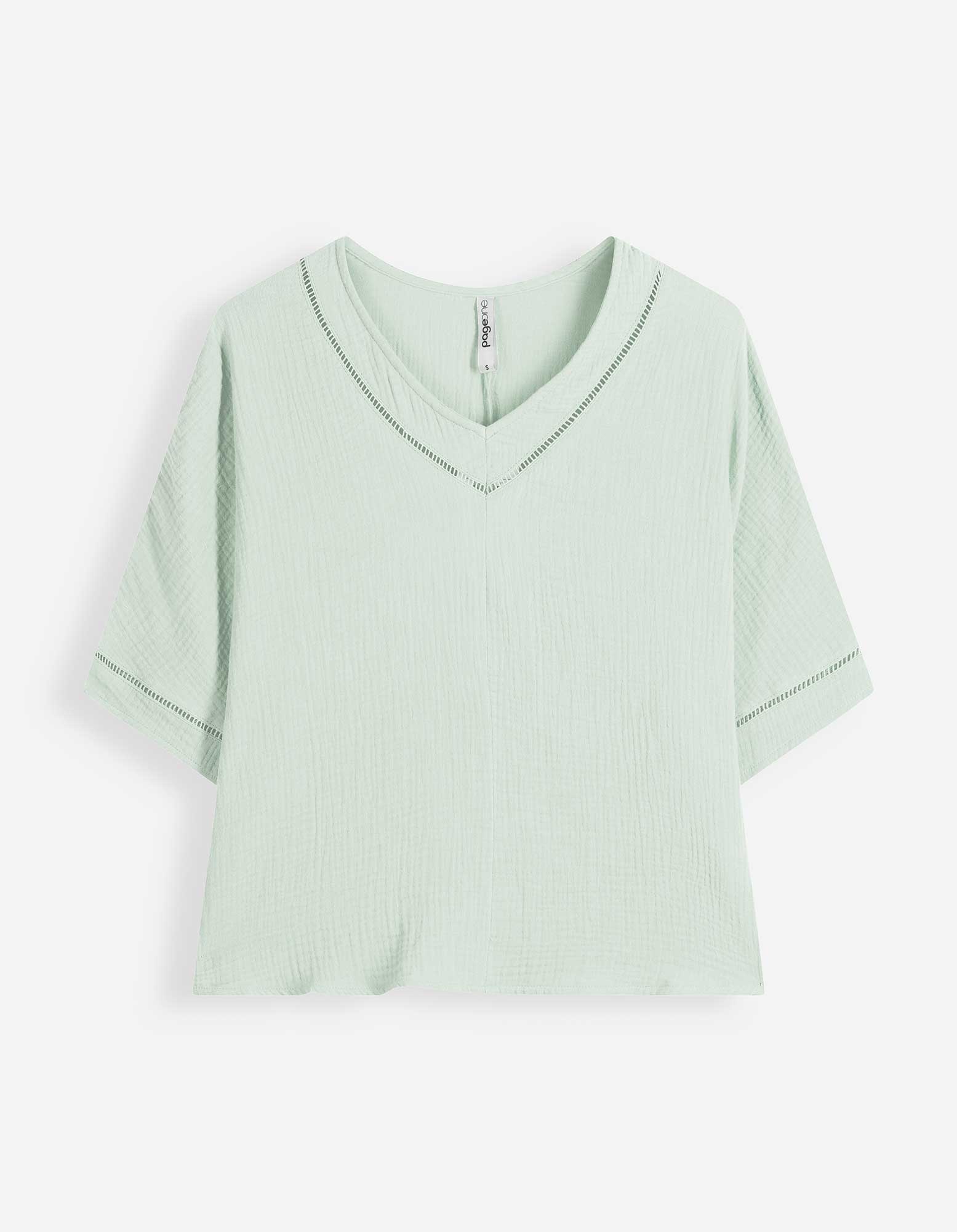 Blouseshirt - Effen - Mintgroen