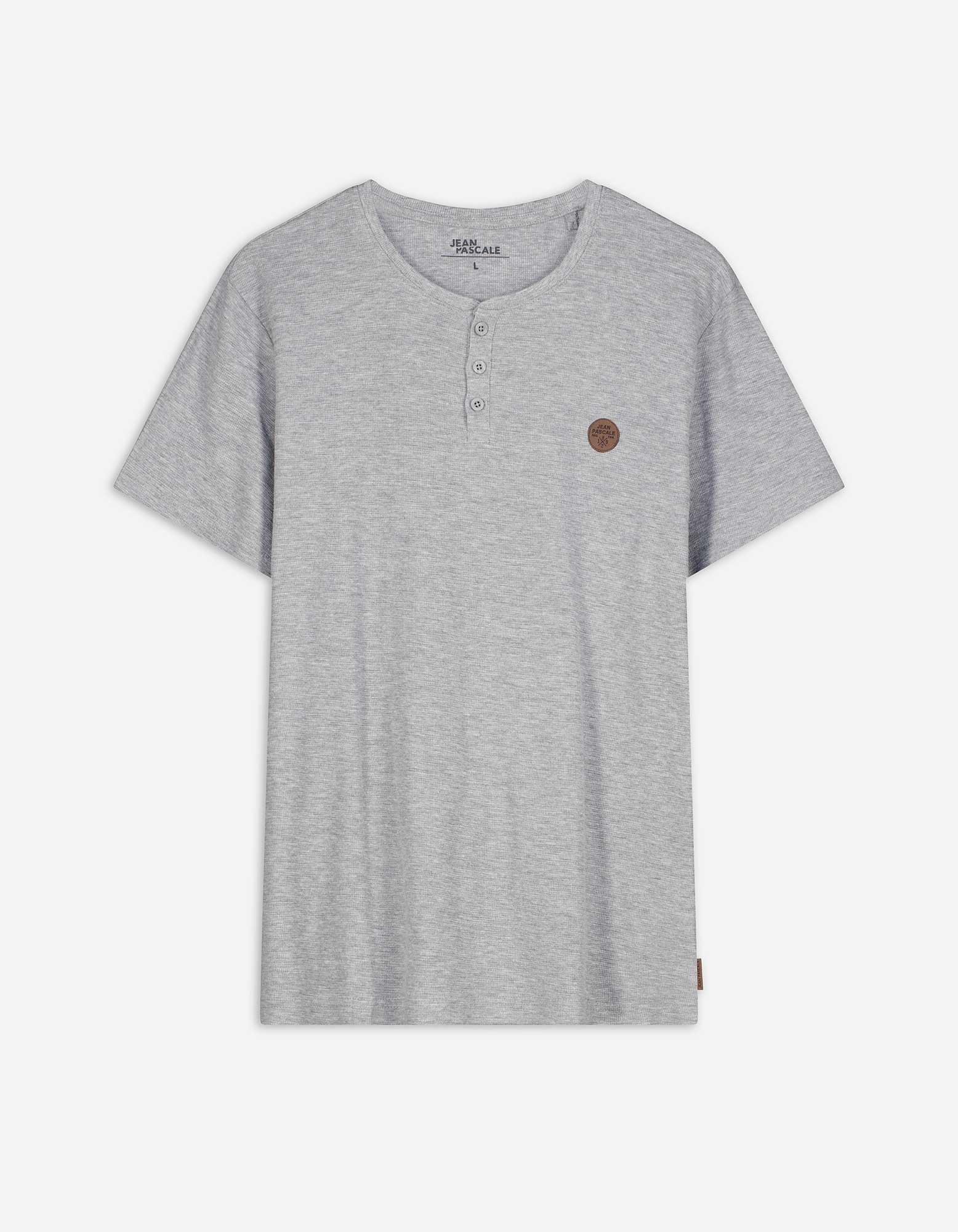 T-Shirt - Knopfleiste - grau
