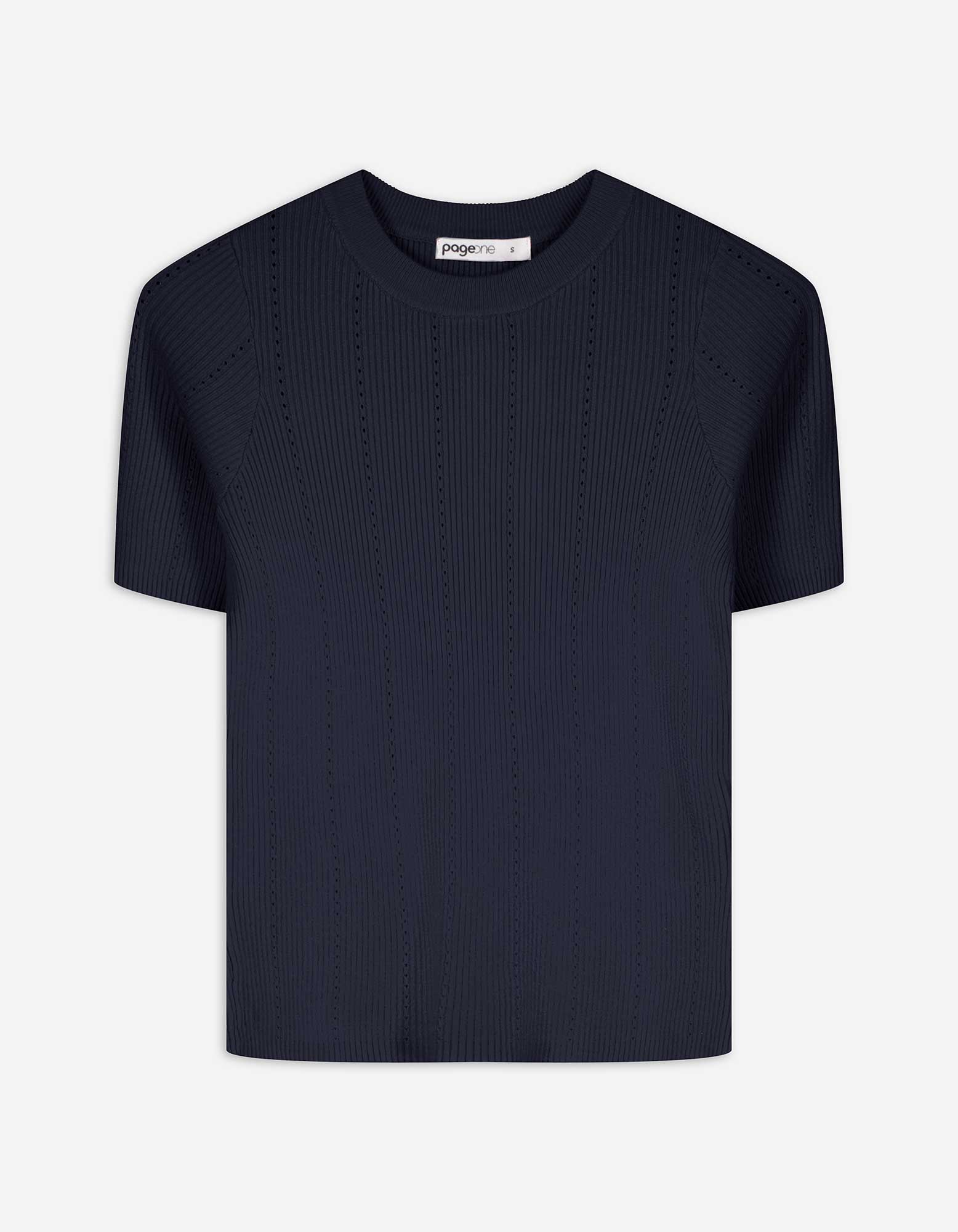 Strickshirt - Rippenstruktur - dunkelblau