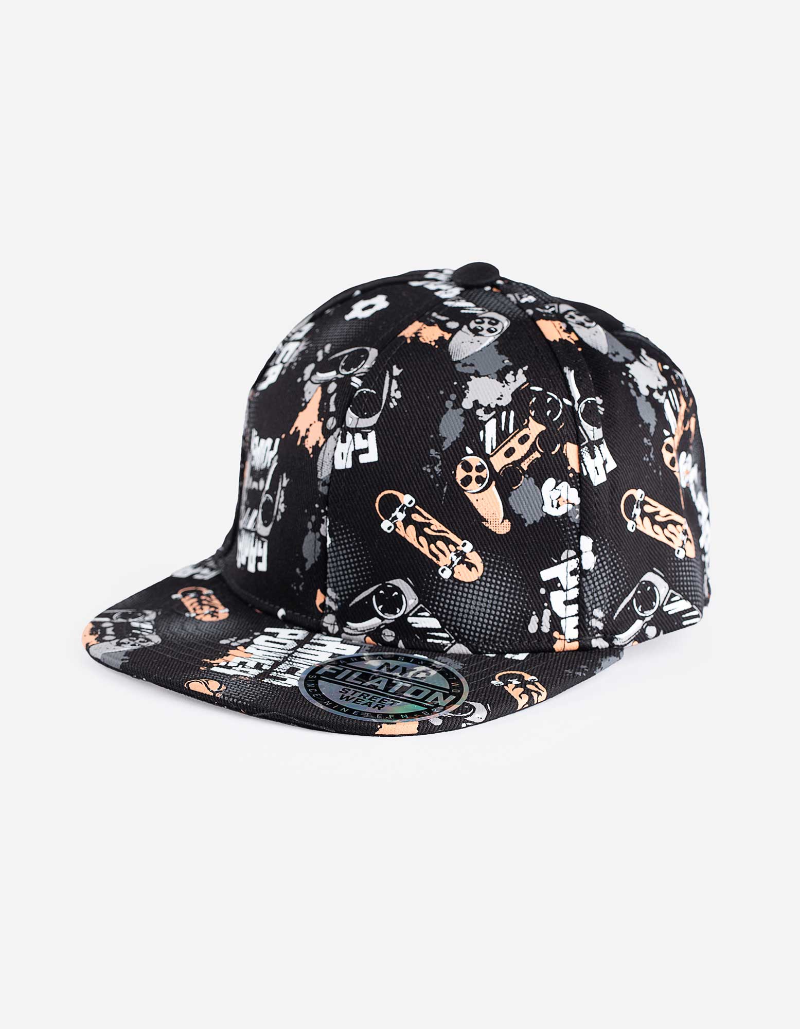 Basecap - Allover-Print - schwarz