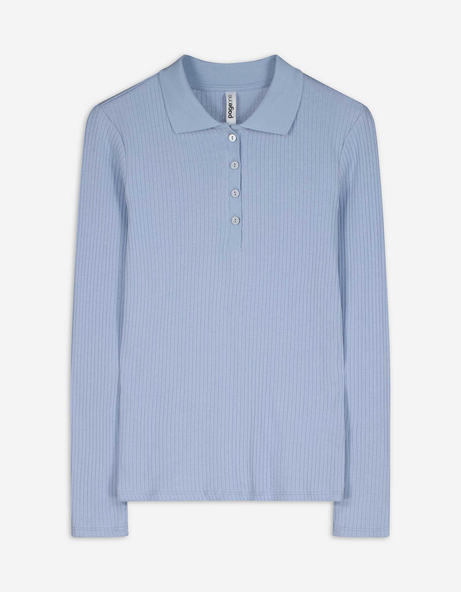 Langarmshirt - Rippenstruktur - hellblau