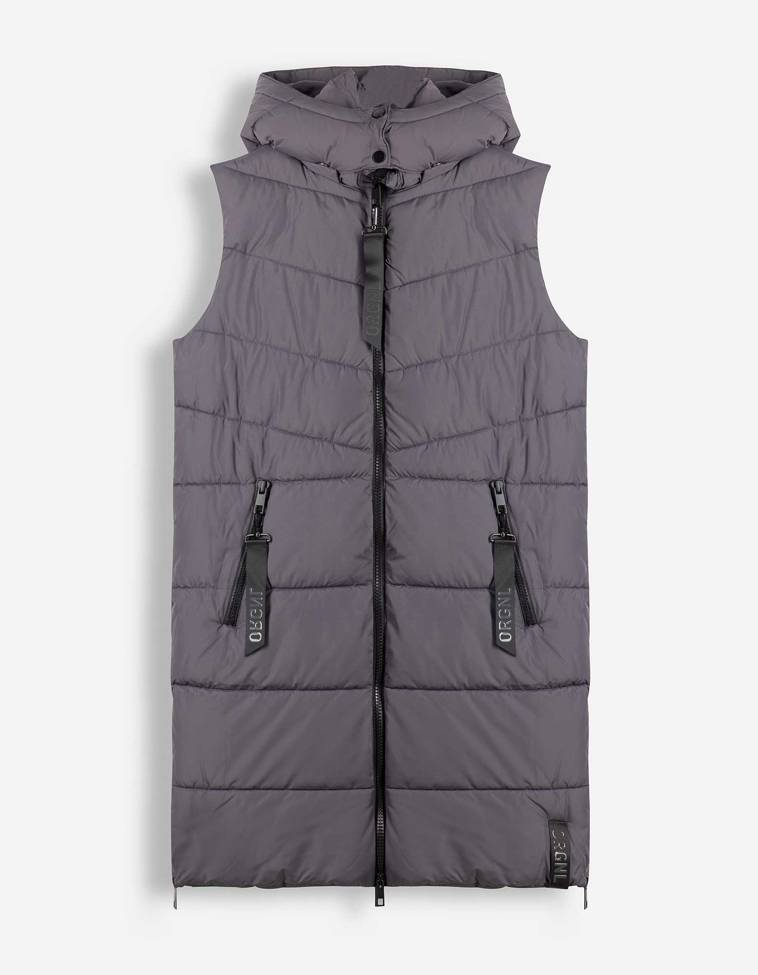 Lang vest - Afneembare capuchon - Donkergrijs